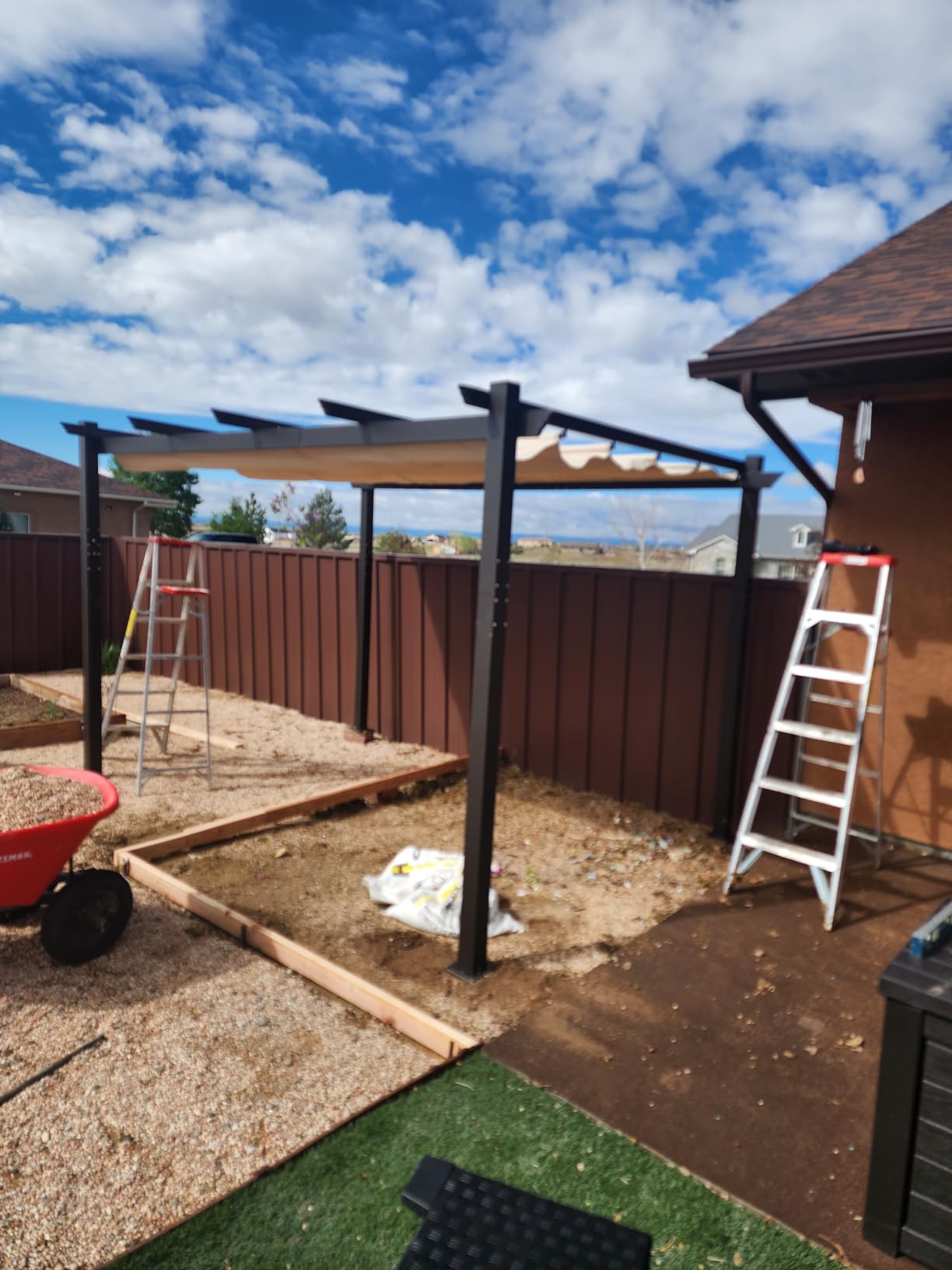 PURPLE LEAF Patio Pergola 10' x 13' Retractable Canopy Metal Frame, White customer photo 1