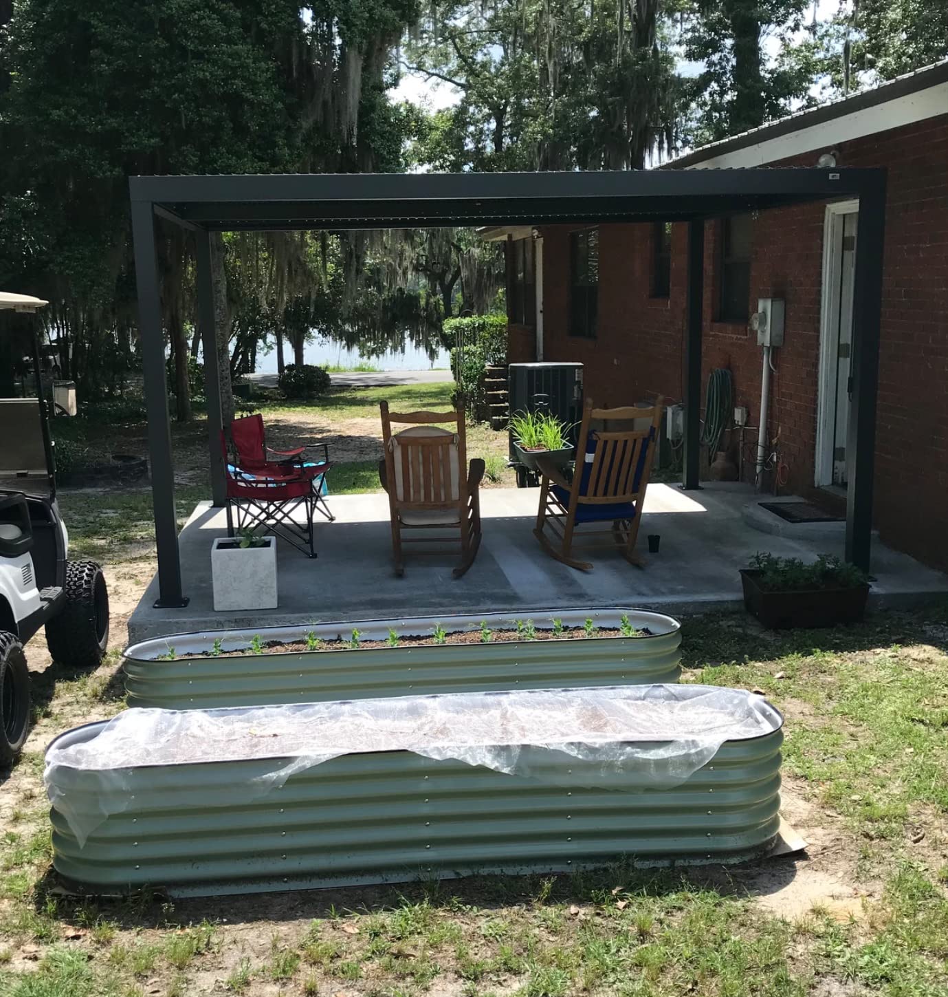 PURPLE LEAF Louvered Pergola 12' x 14' 94AS All-Aluminum Rustproof Gray customer photo 2