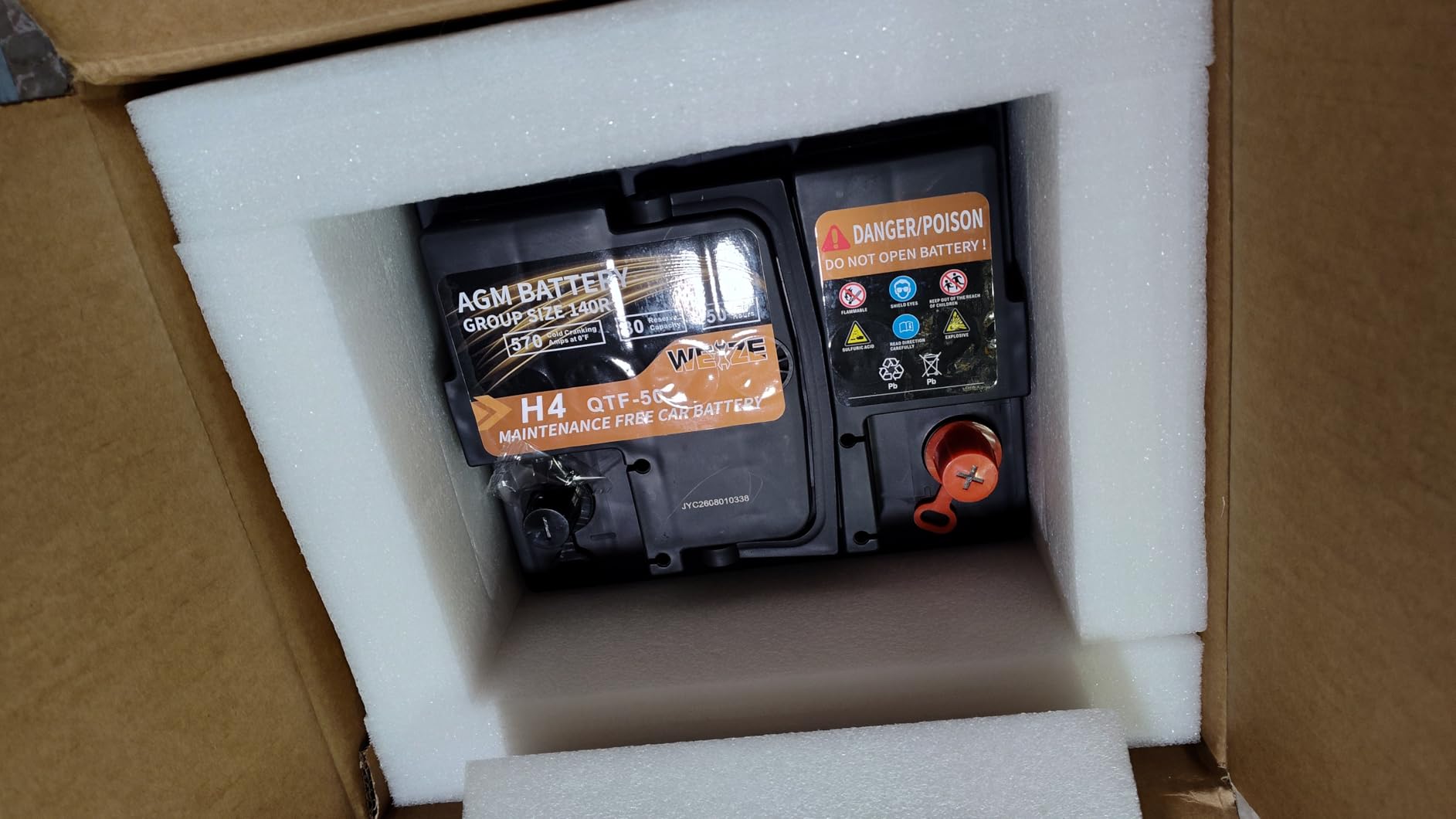 Weize Platinum AGM Battery BCI Group 48-12v 70ah H6 Size 48 Automotive Battery, 120RC, 760CCA, 36 Months Warranty, Dimensions 10.94
