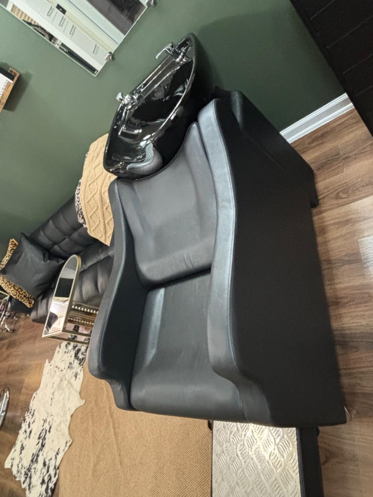 OmySalon Shampoo Backwash Unit with Large Porcelain Bowl, Salon Sink Hair Wash Chair Shampoo Station, Barbershop Beauty Spa Massage Hairdressing Equipment customer photo 2