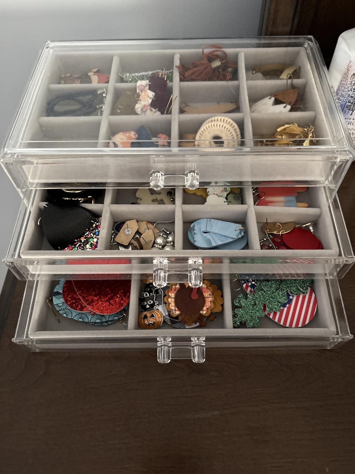 ProCase Earring Holder Organizer Jewelry Box with 10 Drawers, Grey customer photo 1