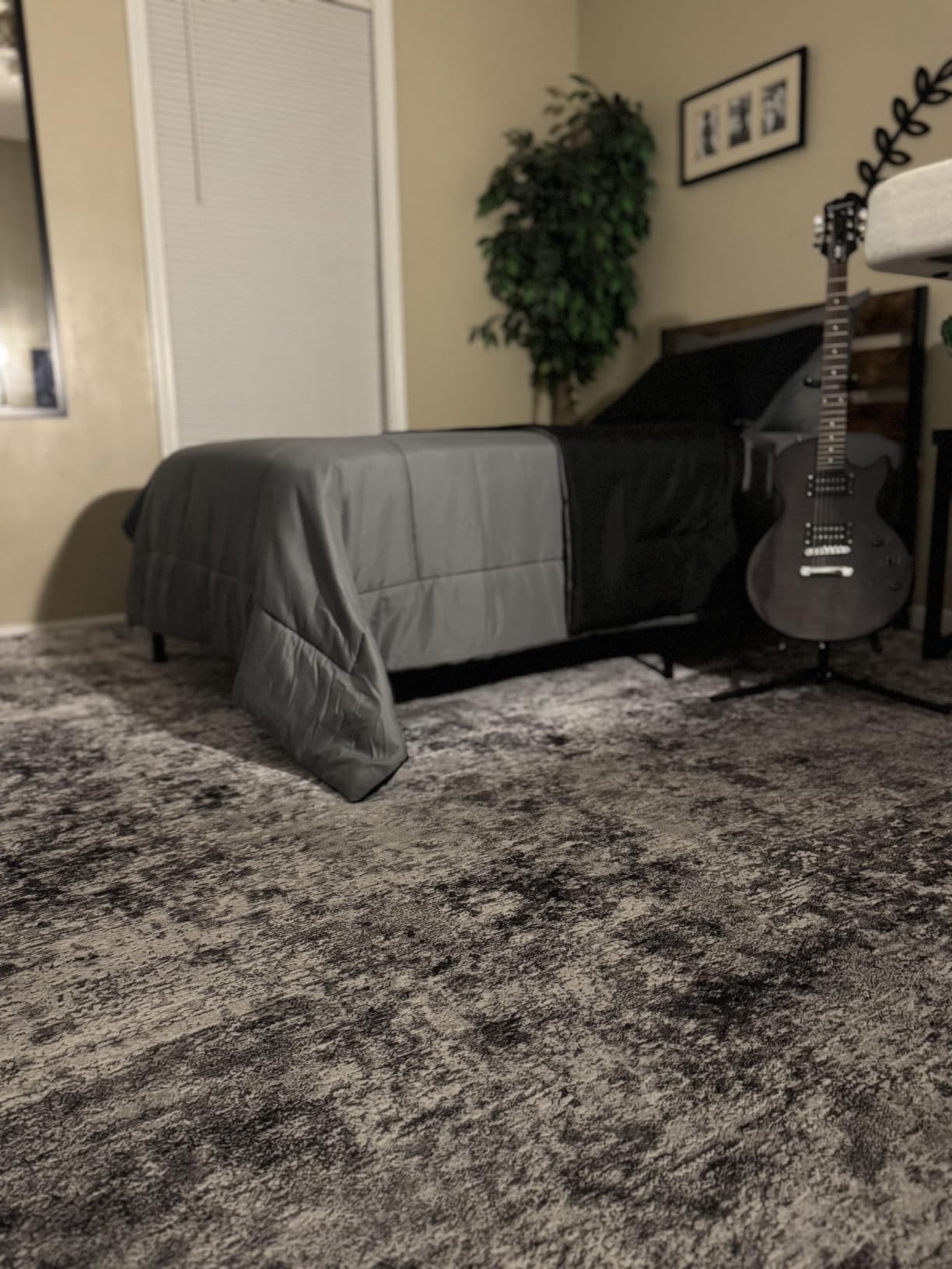 DMOYEST Area Rug Living Room Rugs 9x12 Washable Abstract Grey Carpet customer photo 1