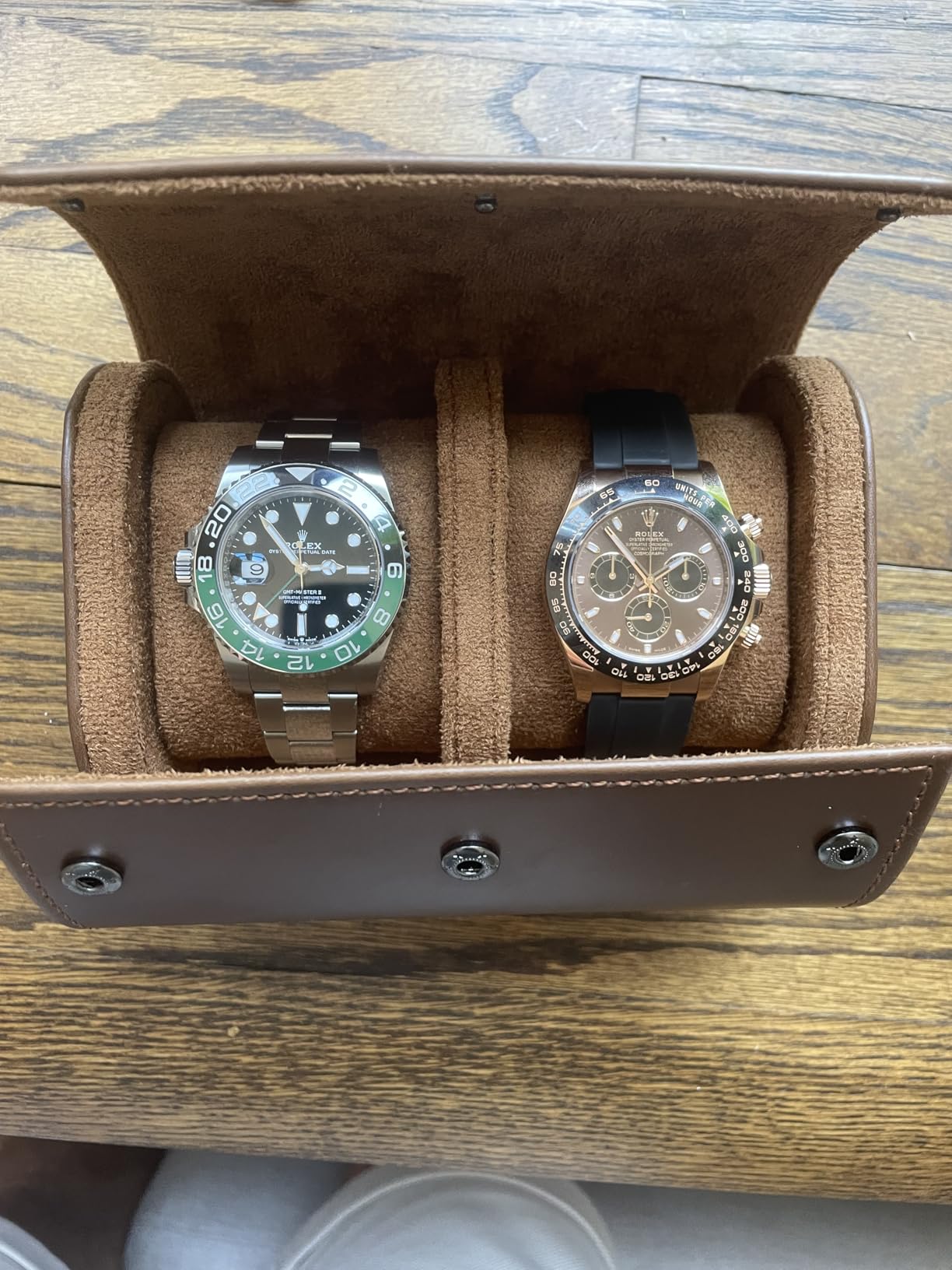 MR.OKAY 2 Watch Travel Case-Classic Leather Watch Case With Superb Texture.Portable Watch Roll Or Organizer For Storage And Display. Best Travel Gift for Men,All Handcrafted By Artisans. customer photo 2