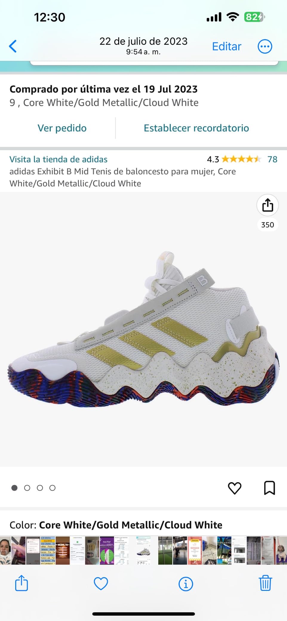 Adidas Womens Exhibit B MidBasketball Shoe customer photo 2