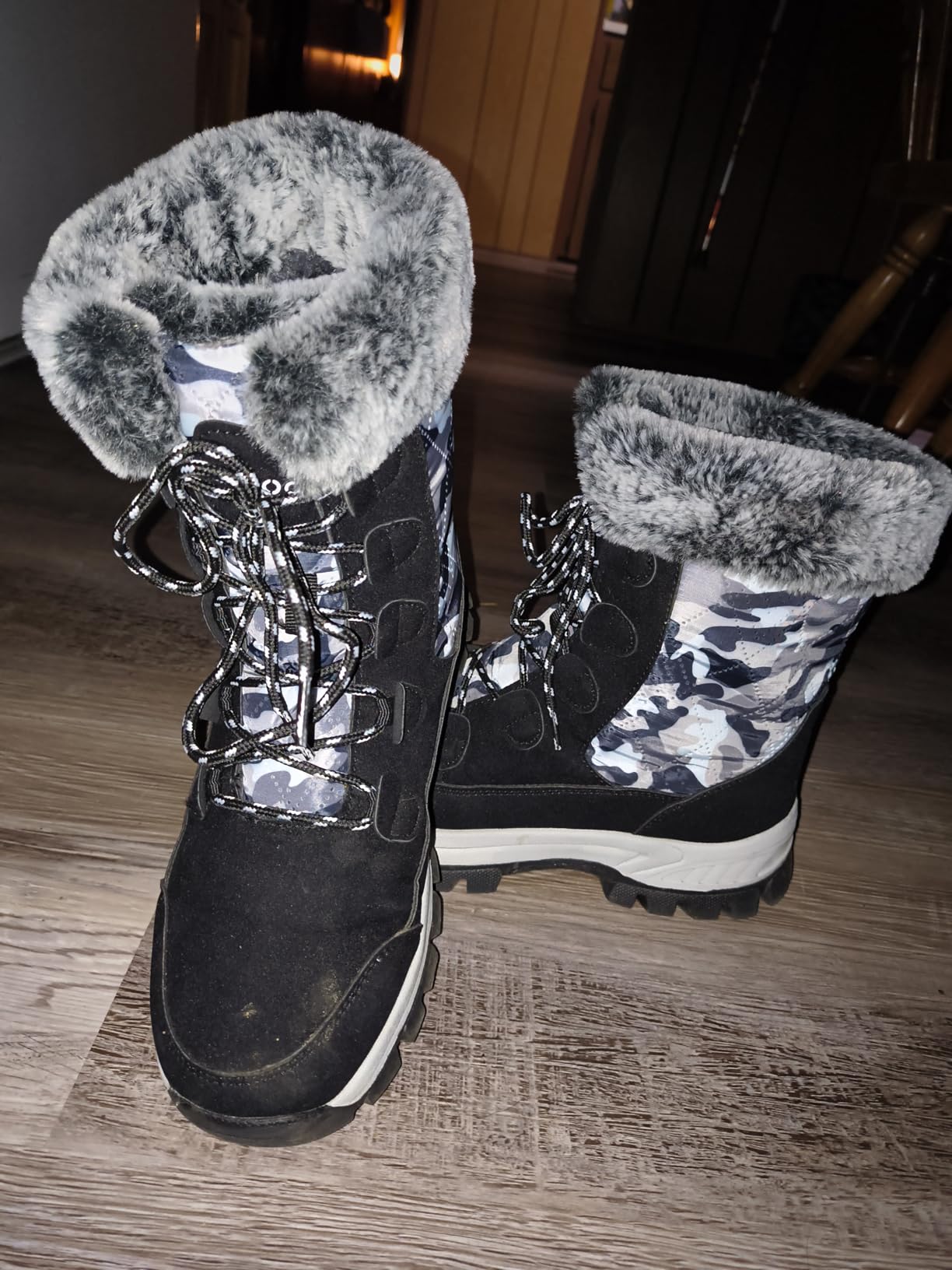 COOJOY Womens Waterproof Winter Snow Boots Warm Shoes Furry Mid Calf Lightweight Walking Hiking Booties customer photo 2