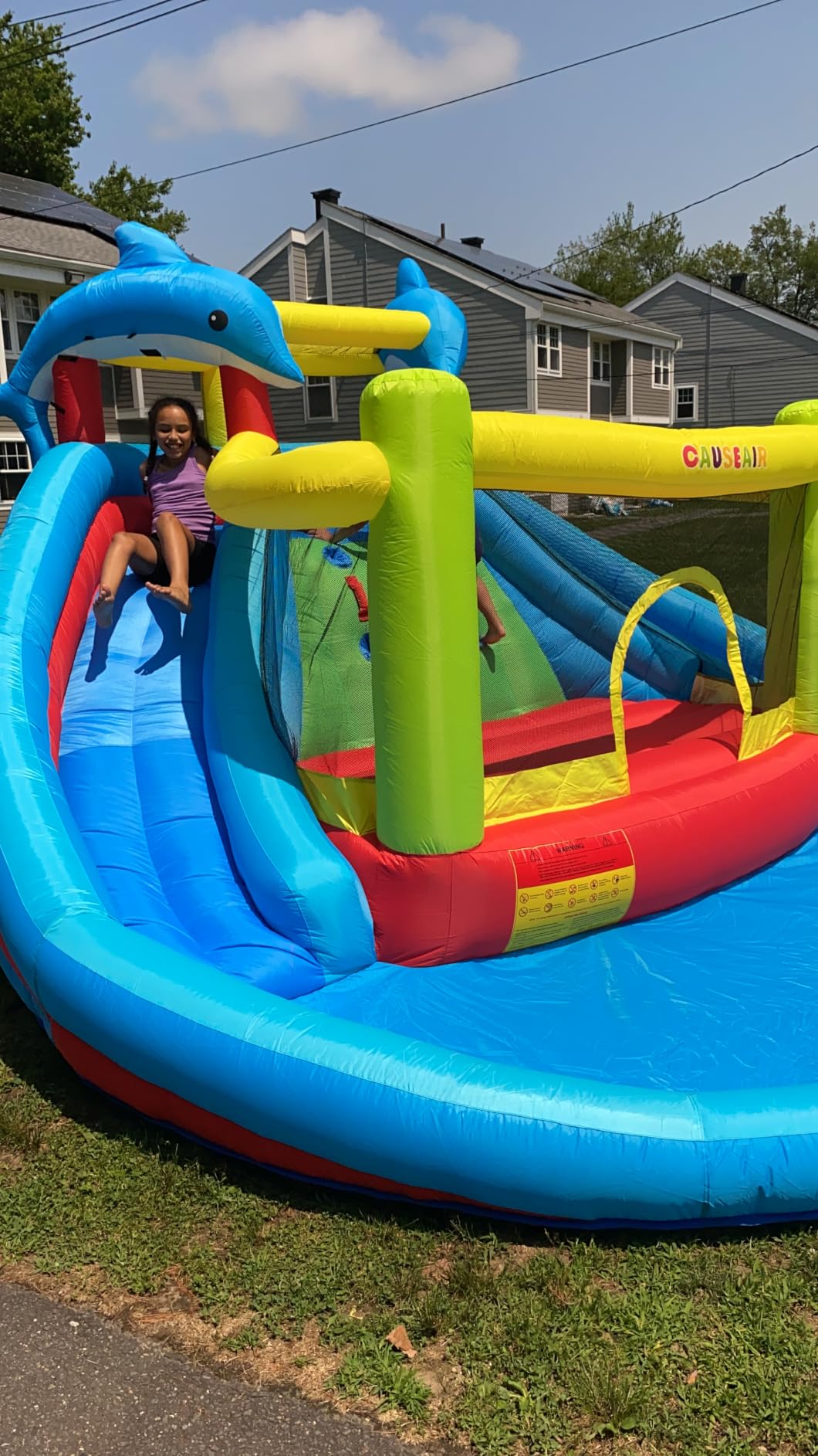 Causeair Inflatable Water Slide with Bounce House,Dolphin Styling,Splashing Pool,Double Water Cannon,Climbing Wall,Heavy Duty Air Blower,Inflatable Water Park Slide for Kids Backyard Summer customer photo 1