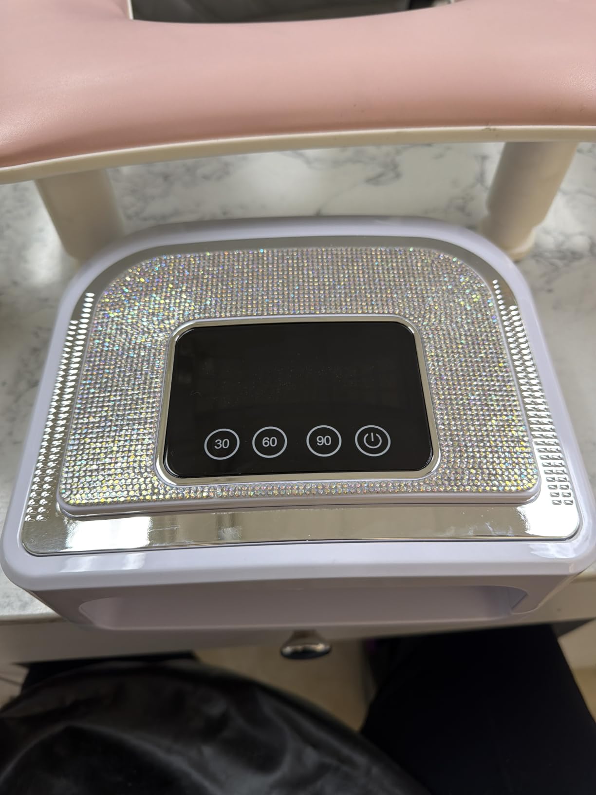 Aedavey Cordless Nail Lamp, 120W Rechargeable UV Nail Lamp for Gel Nails, LED Nail Lamp with 4 Timer Modes, Gel Nail Light Decorate with Sparkling Nail Rhinestones Diamond customer photo 2
