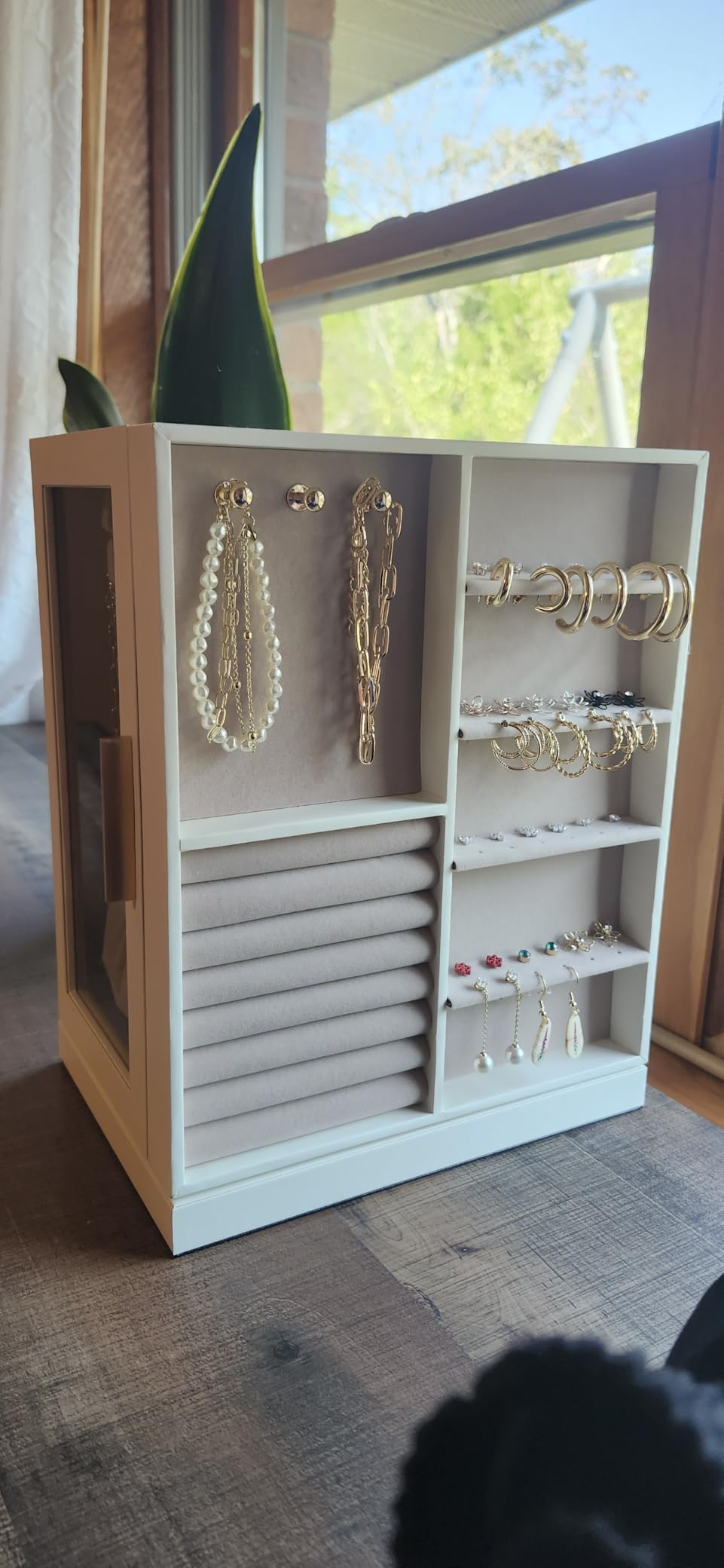 SONGMICS Jewelry Box Organizer, 360° Rotating, 5 Drawers, Cloud White customer photo 1