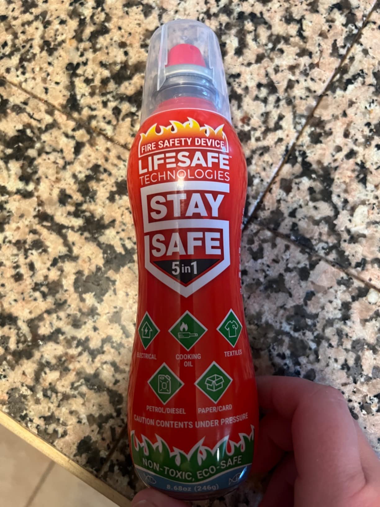 LifeSafe Technologies StaySafe All-in-1 Portable Fire Extinguisher, Compact Fire Spray Easy to use on 10 Types of Fires, Non-Toxic & Eco-Friendly customer photo 2