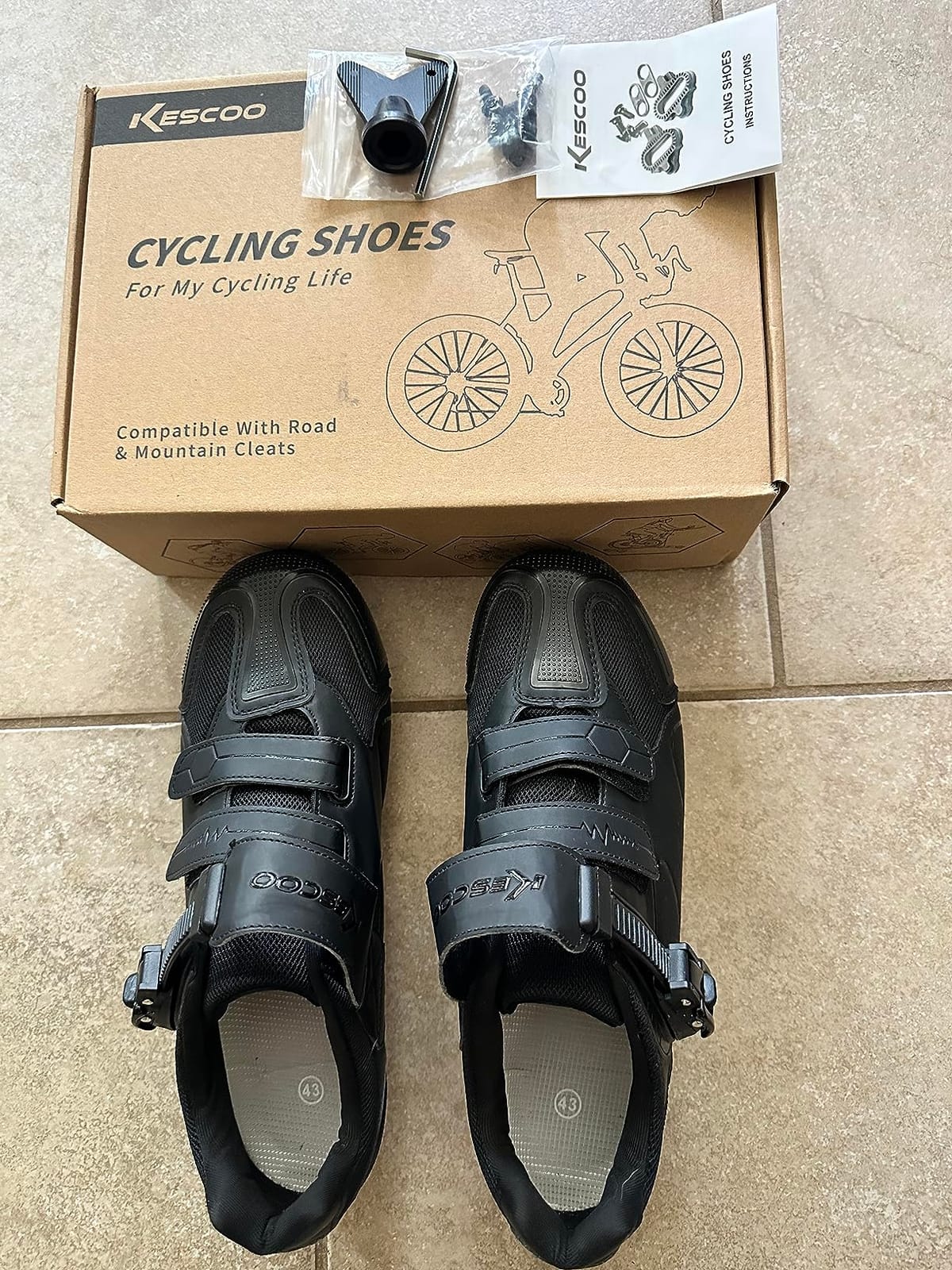 KESCOO Mens Mountain Bike Shoes with 2-Bolts SPD Cleats Cycling Shoes customer photo 2
