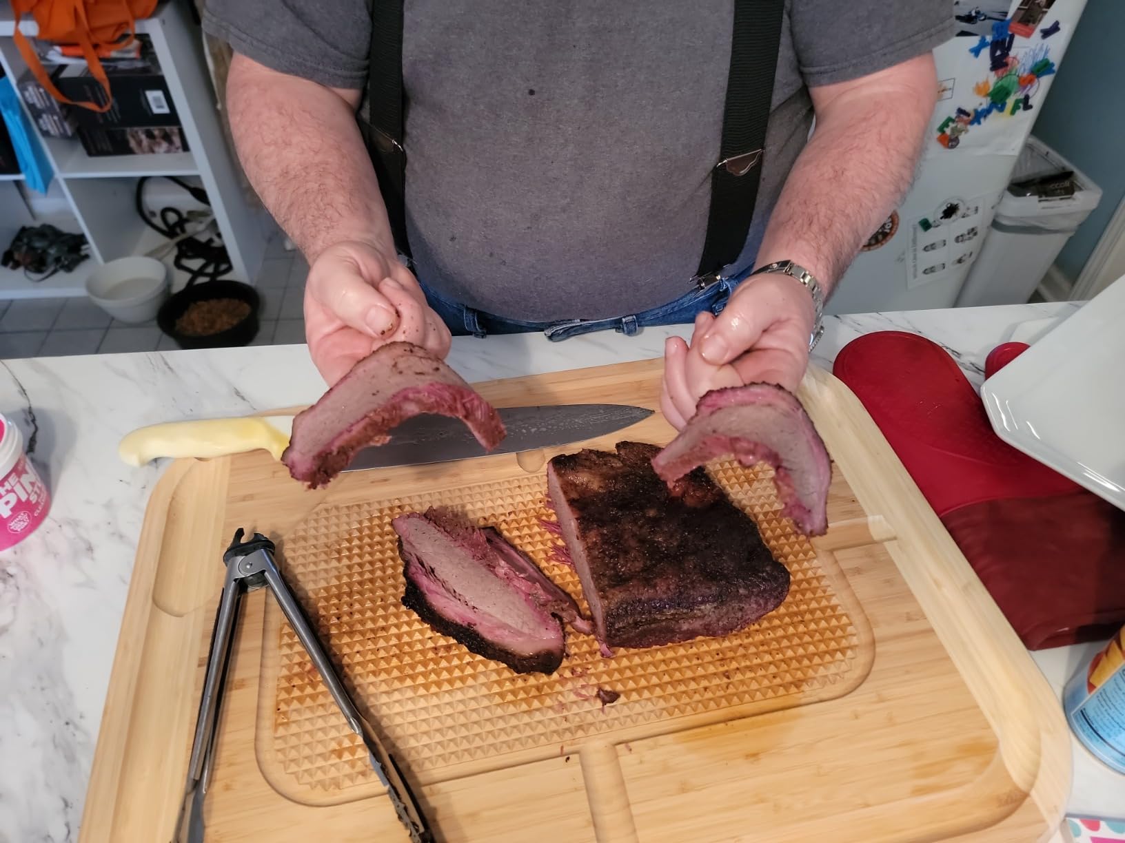 HUGE Organic Bamboo Extra Large Carving Board with Lifetime Replacements - 2XL Meat Cutting Board and Wooden Butcher Block with Pour Spout, Turkey Platter for Christmas Holiday Essentials customer photo 2