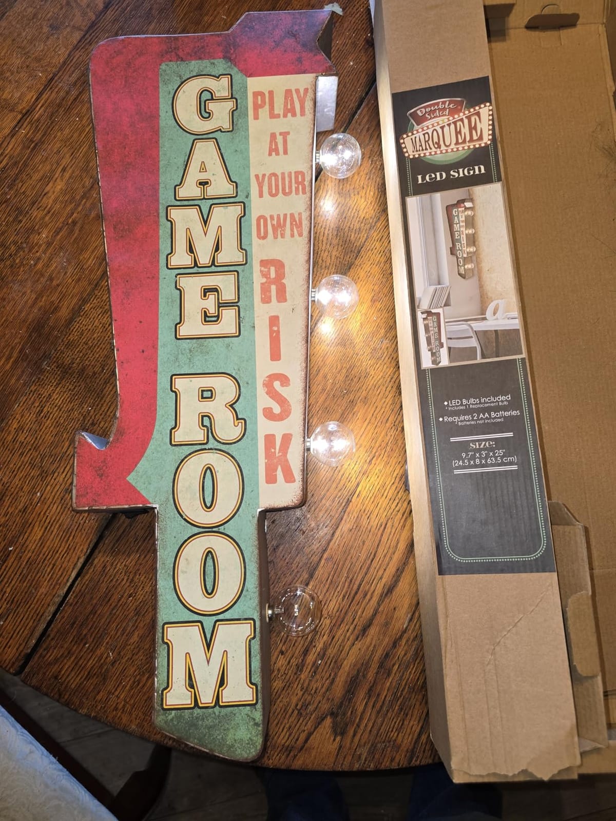 Game Zone Vintage Inspired Double-Sided Marquee LED Sign Retro Wall Decor for the Home, Game Room, Bar, Man Cave, Garage, or Bedroom (25