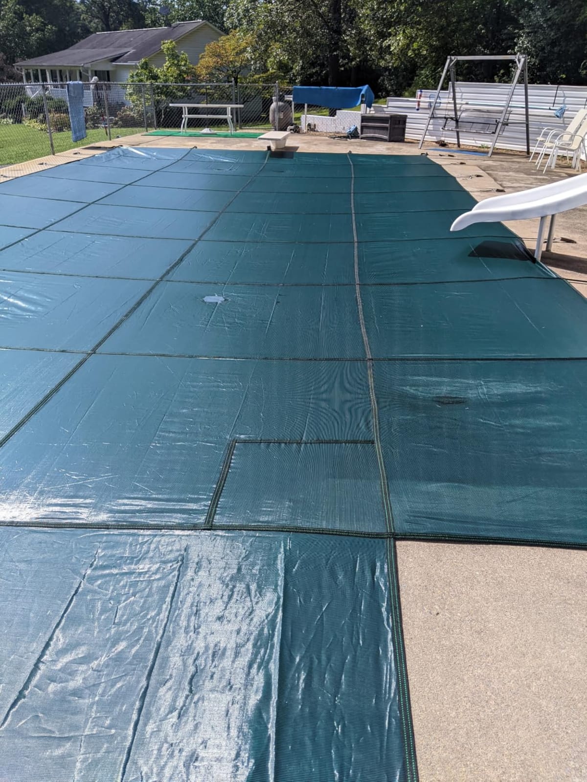 Pool Safety Cover Fits Rectangle Swimming Pool with Step, Mesh High Strength Solid inground Pool Cover,Winter Pool Covers for Inground Pools (Green, Fits 18x36ft+4x8ft Pools with Center Step) customer photo 2