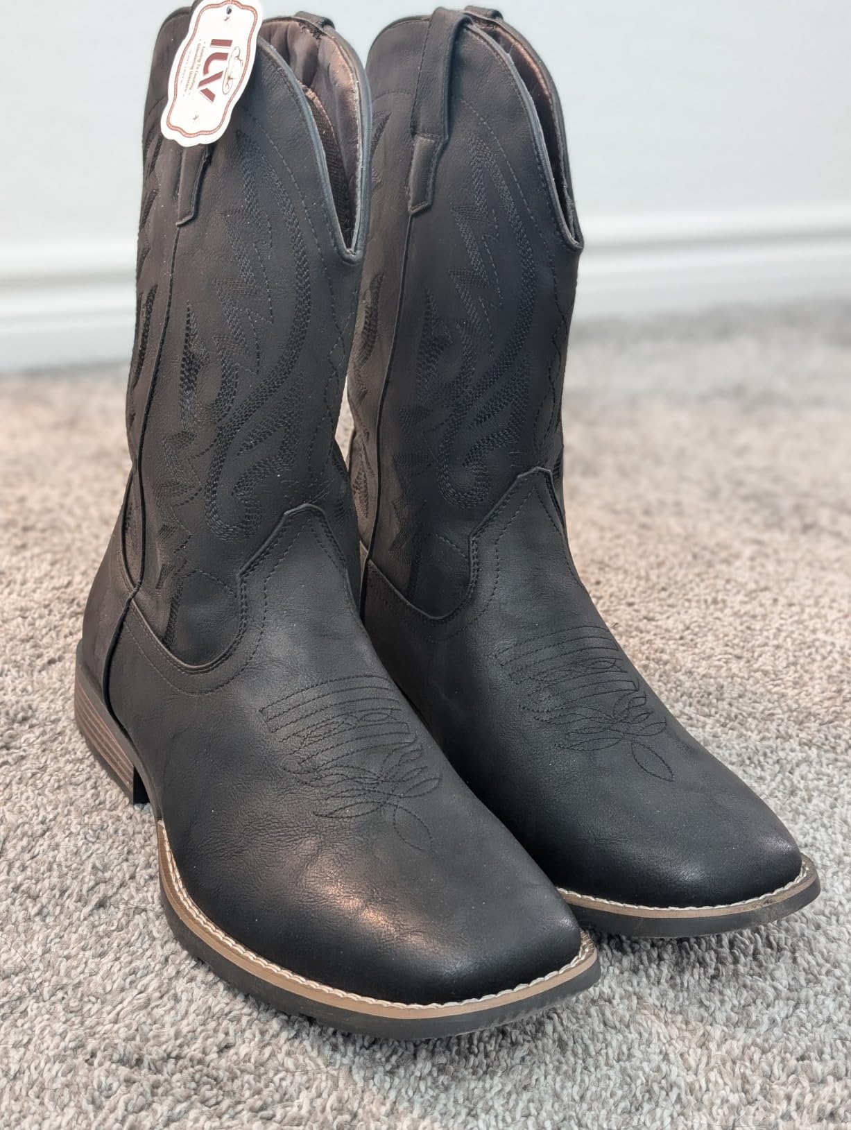 IUV Cowboy Boots For Men with Wide Square Toe Western Retro Boot customer photo 1