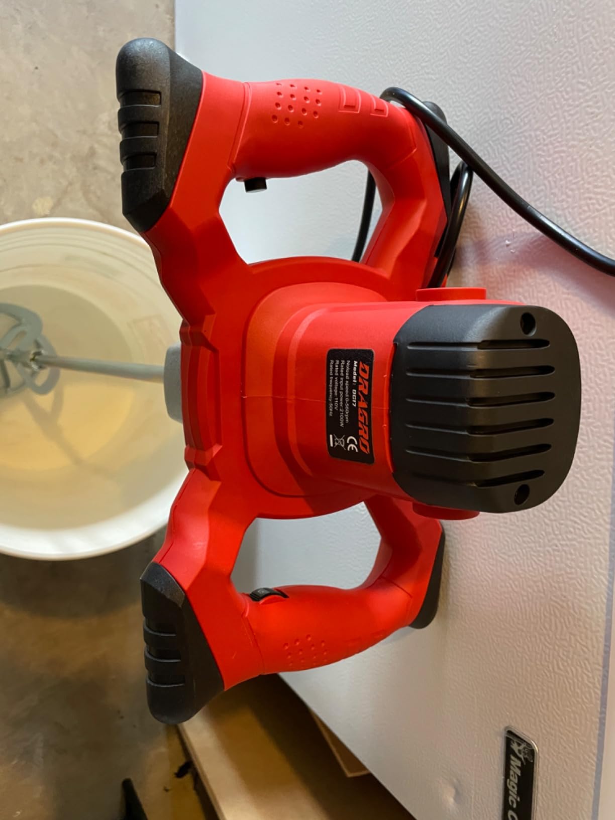 Electric Cement Mixer, 2100W Handheld Concrete Mixer with 6 Speed，Portable Mortar Mixers for Mixing Mud, Mortar, Plaster,Cement, Paint, Fodder，2 Pieces Mixing Heads customer photo 1