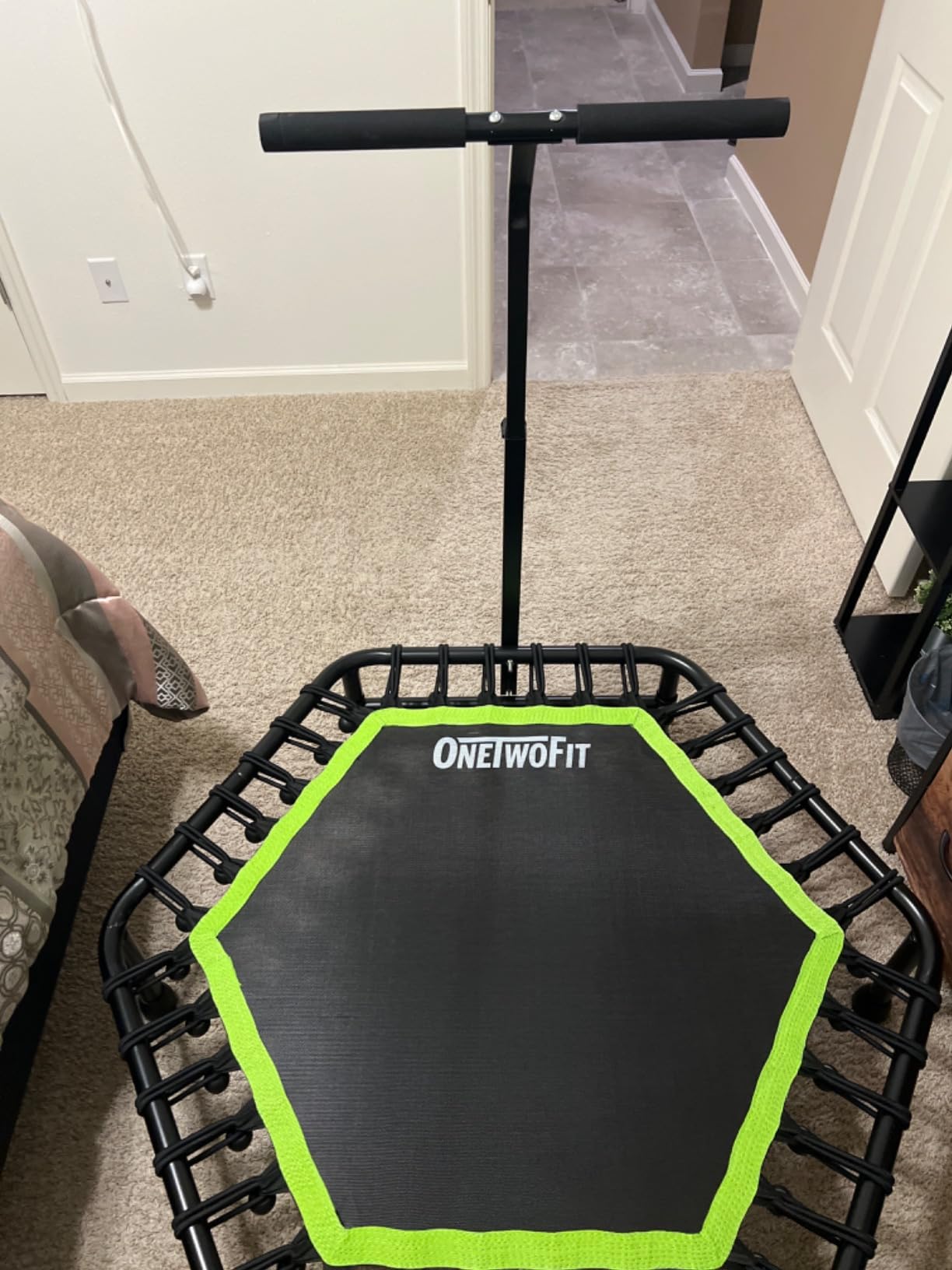 ONETWOFIT Mini Rebounder Trampoline for Adults with Bar, Adjustable Handle customer photo 1