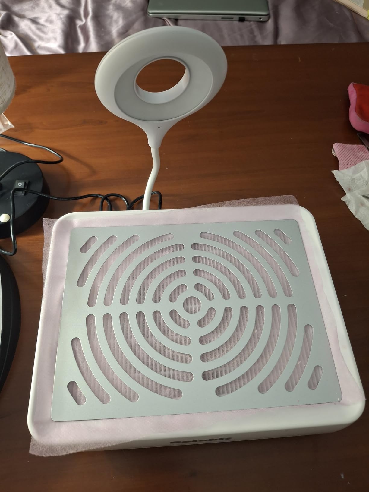 Nail Dust Collector with Lamp&50pcs Disposable Filter&Dusting Brush, Electric Nail Vacuum Cleaner Dust Fan Suction Machine for Manicure Acrylic Gel Nails Polishing, Low Noise,Salon Home customer photo 1