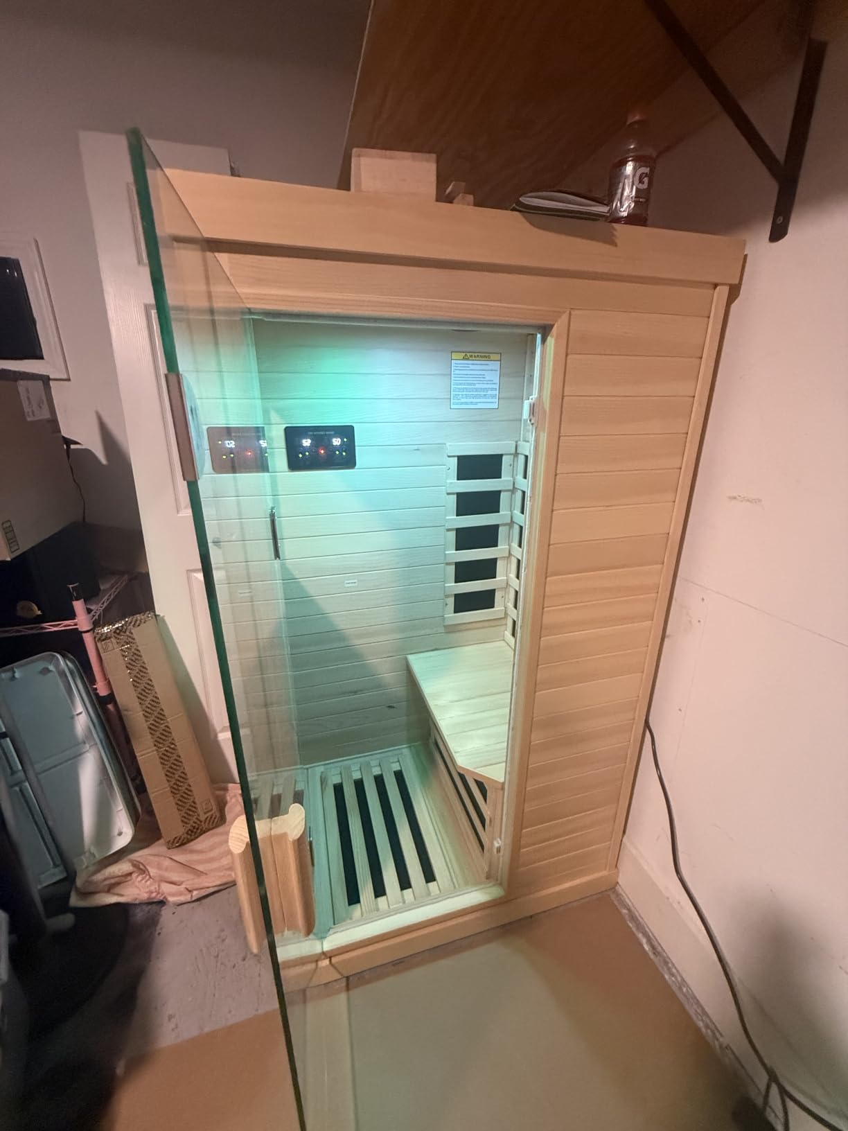 OUTEXER Outdoor Sauna Far Infrared 1550W for One Person Finland Spruce Wood customer photo 2