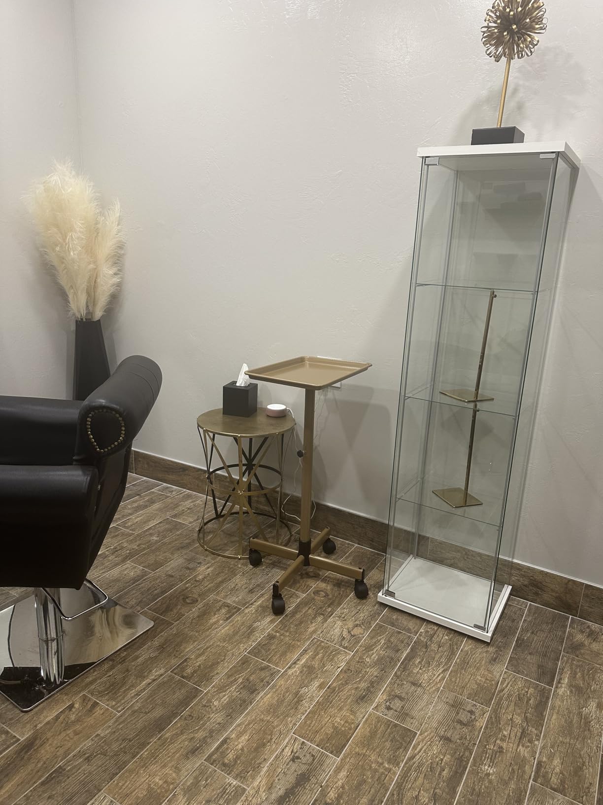 TASALON Premium Salon Tray on Wheels, Aluminum Salon Rolling Tray Trolley for Salon Essentials, Adjustable Height Provides Ample Storage for Hairstylist Tray, Tattoo Tray and Clinic Tray Use - Gloden customer photo 2