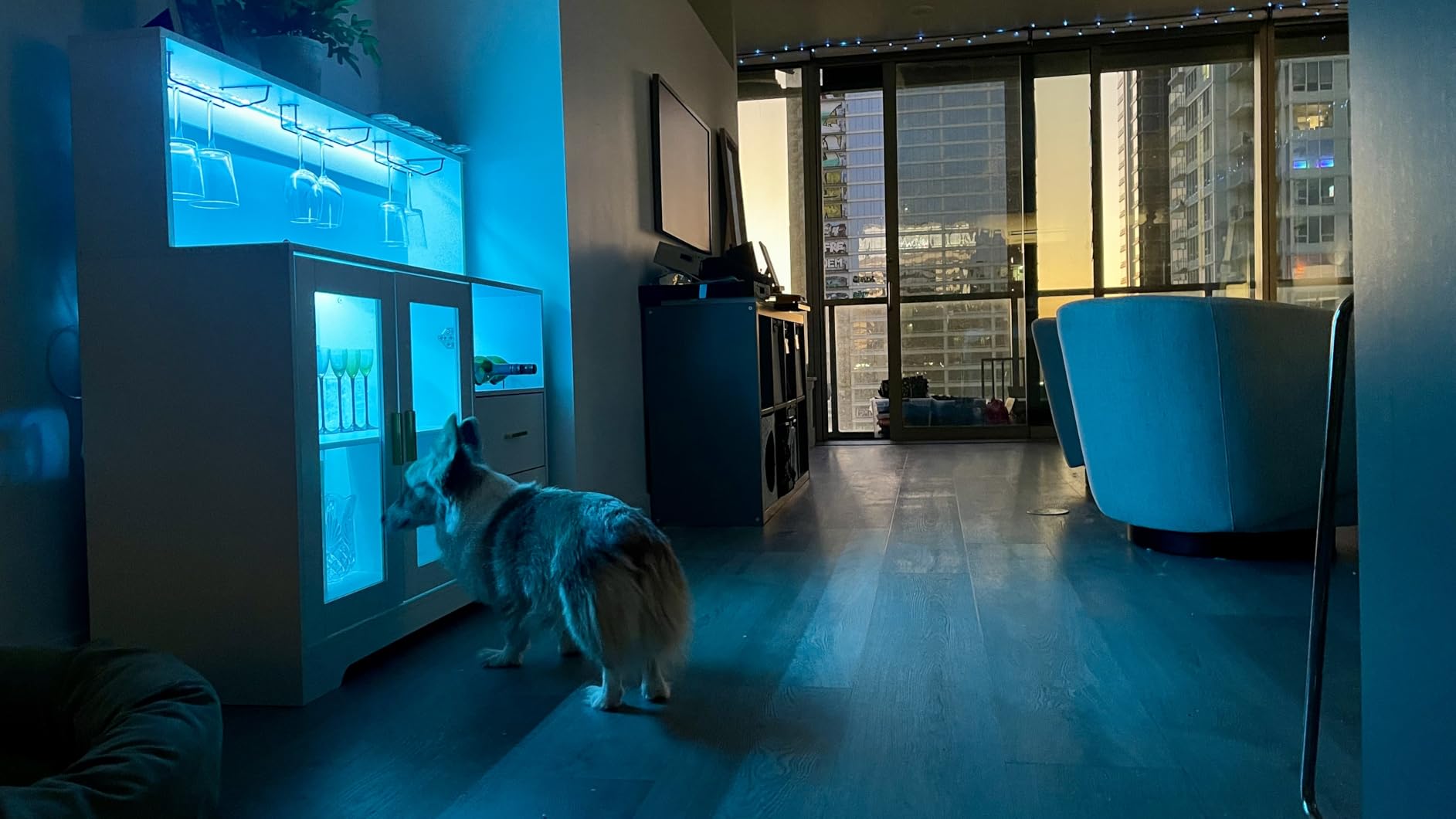Bar Cabinet for Home with LED Light,Coffee Bar Cabinet w/ Wine & Glass Rack customer photo 2