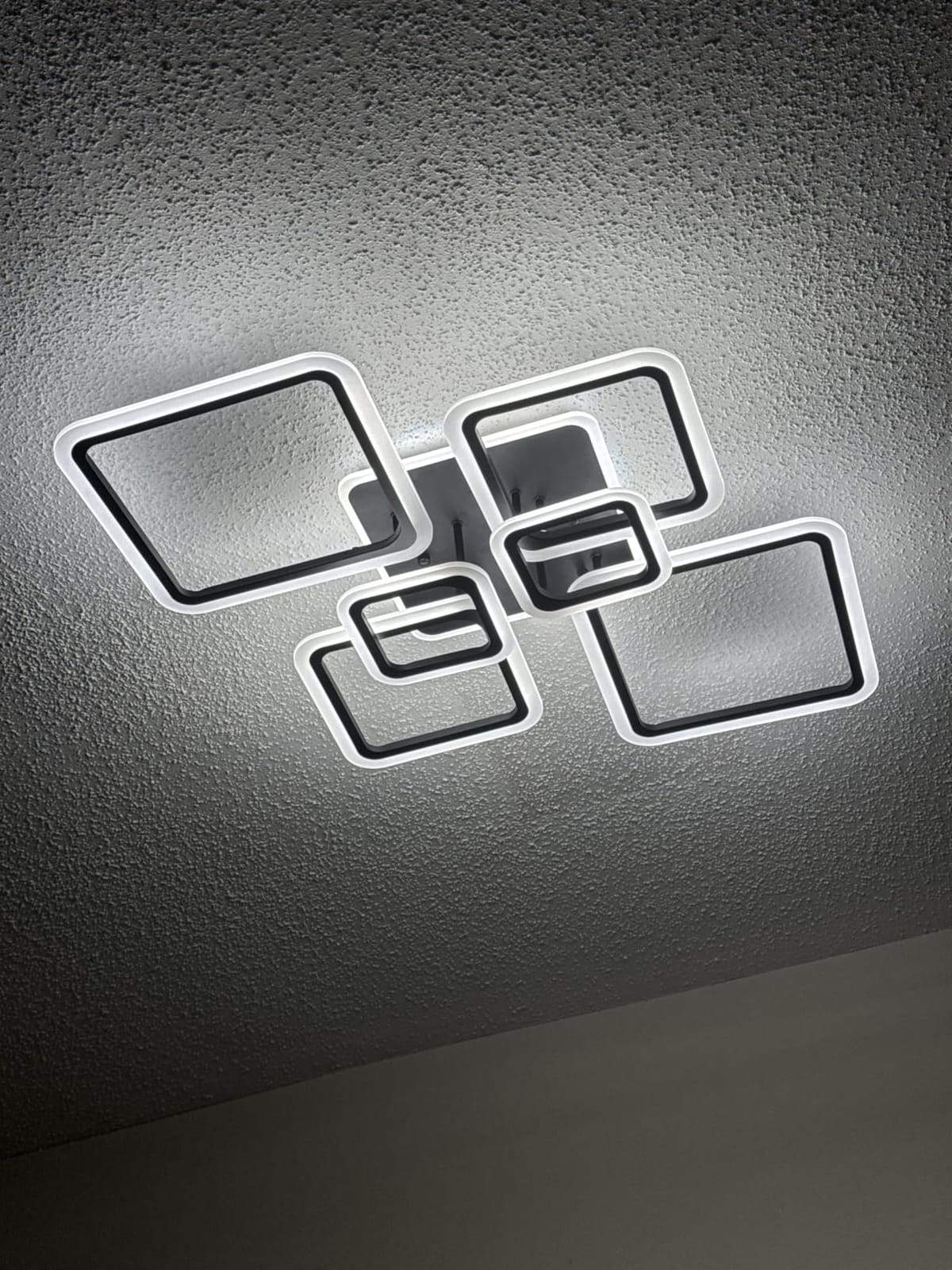 Modern Ceiling Light, 36.2'' LED Dimmable Acrylic Square 6+1 Rings Ceiling Lights with Remote, Black Flush Mount Ceiling Light Fixture for Low Ceiling Bedroom Living Room Dining Room, 130W customer photo 1