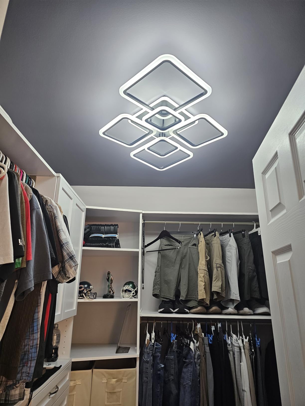 Modern Ceiling Light, 36.2'' LED Dimmable Acrylic Square 6+1 Rings Ceiling Lights with Remote, Black Flush Mount Ceiling Light Fixture for Low Ceiling Bedroom Living Room Dining Room, 130W customer photo 2