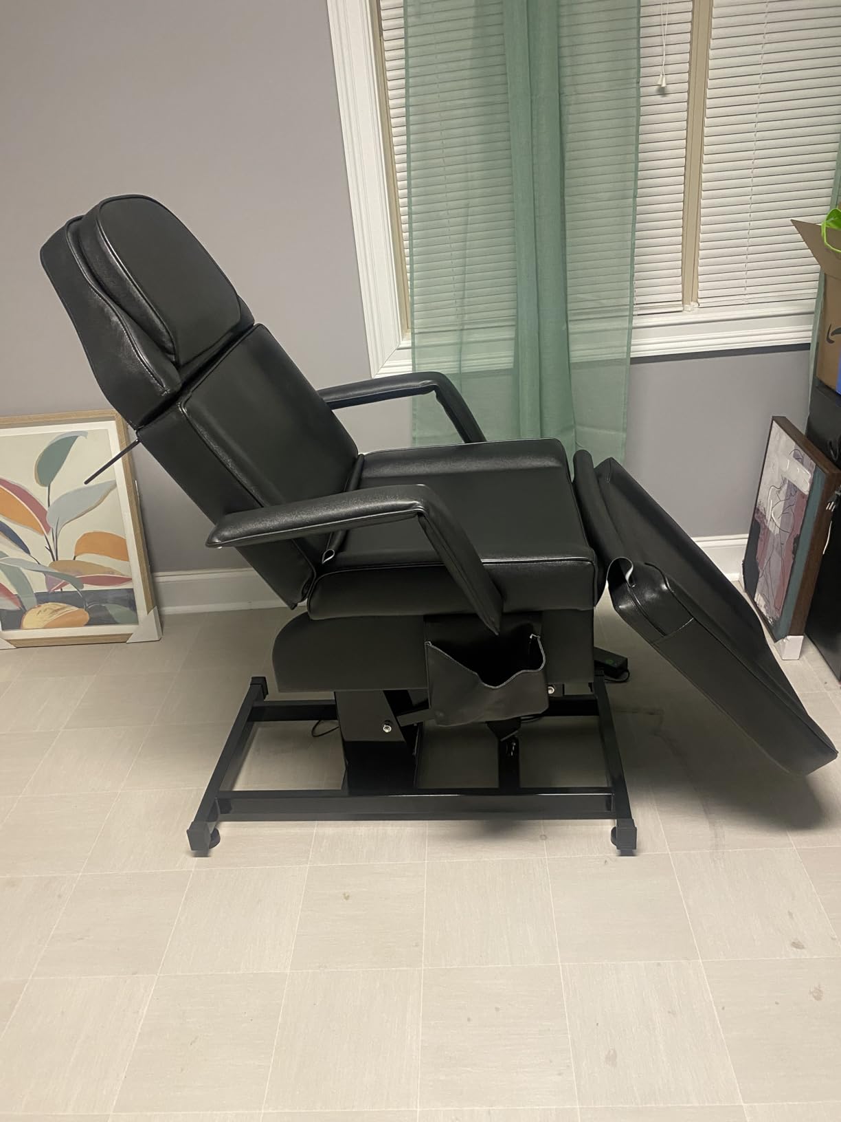 OmySalon Fully Electric Salon Facial Bed Chair, Multi-Purpose Massage Tattoo Lash Waxing Table, Height Backrest Footrest Adjustable, for Beauty Barber Spa (White) customer photo 2