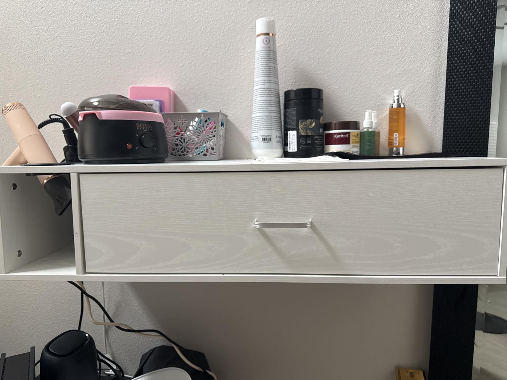4ever2buy Wall Mount Salon Station, Black Barber Station Organizer with Drawer and Shelves, Hair Salon Station with 3 Dryer Holders, Salon Station Wall Mount for Hair Stylist customer photo 1