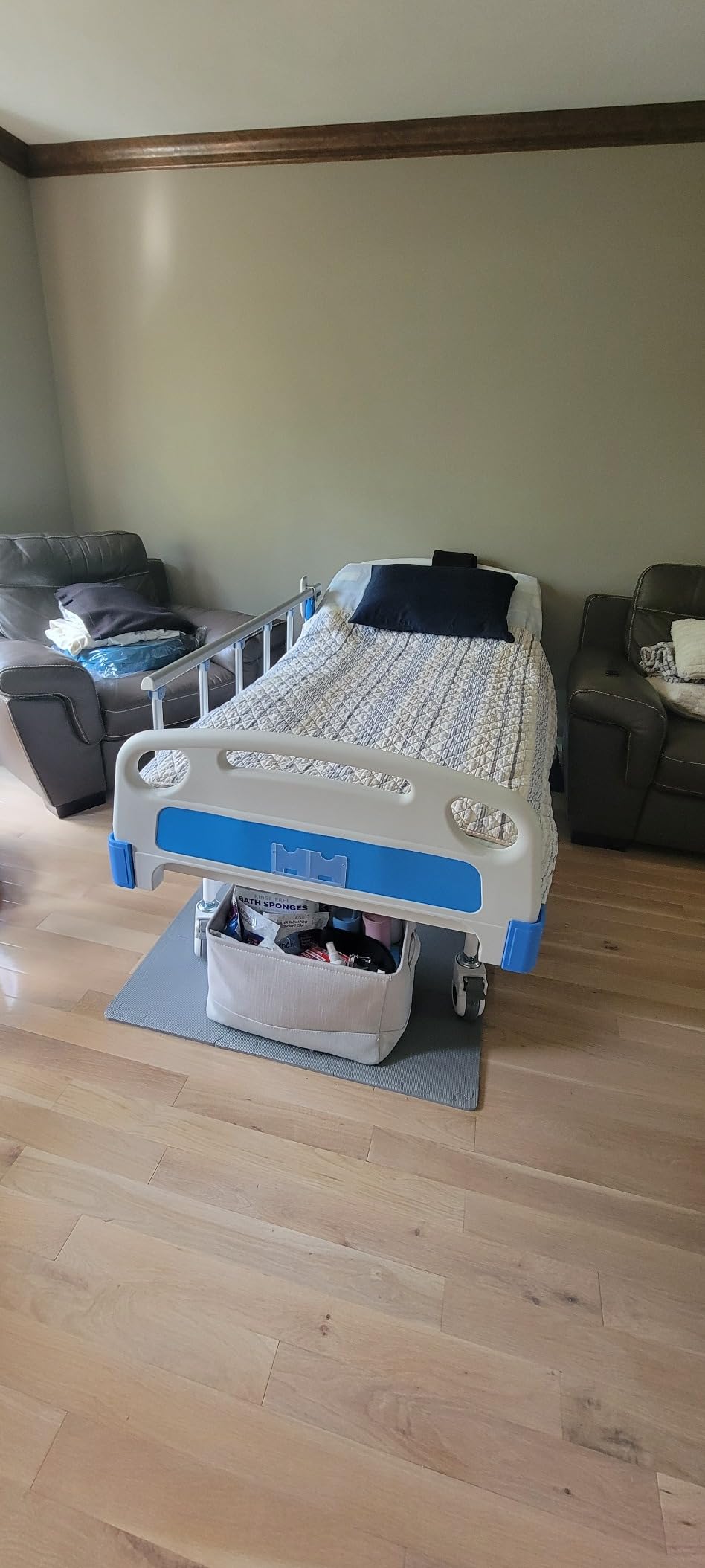 ELENKER Full Electric Hospital Bed for Home Use, ICU Medical Bed, Premium 3 Function Hospital ICU Bed with Remote Control, IV Pole, Mattress, Dining table, Lockable Quiet Casters, Includes Sheets (2X) customer photo 1