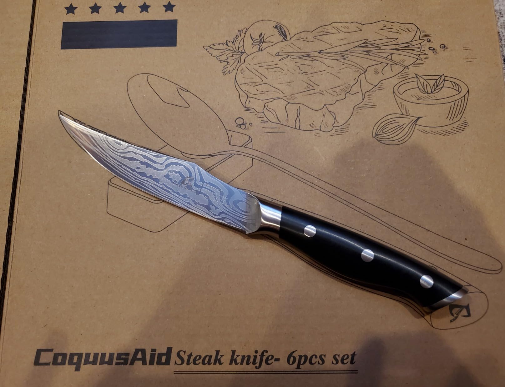 CoquusAid Steak Knives Set of 6, Non Serrated Dinner Knives with Rest customer photo 2