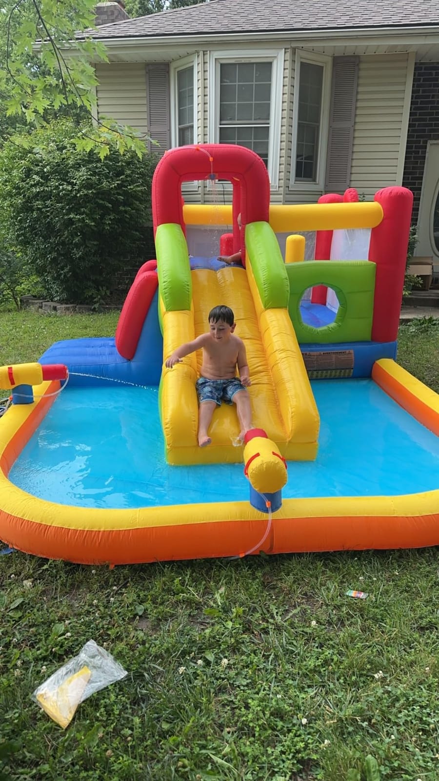 Hongcoral Inflatable Water Slide Bounce House for Kids, 12-In-1 Water Park with Splash Pool, Double Cannons, 2 Climbing Walls, Tunnel, Obstacles, Blow Up Jumping Castle With Blower customer photo 2