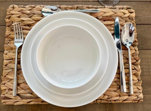 MALACASA 12 Pcs Porcelain Plates and Bowls Sets,Dinnerware Set for 4,White customer photo 1