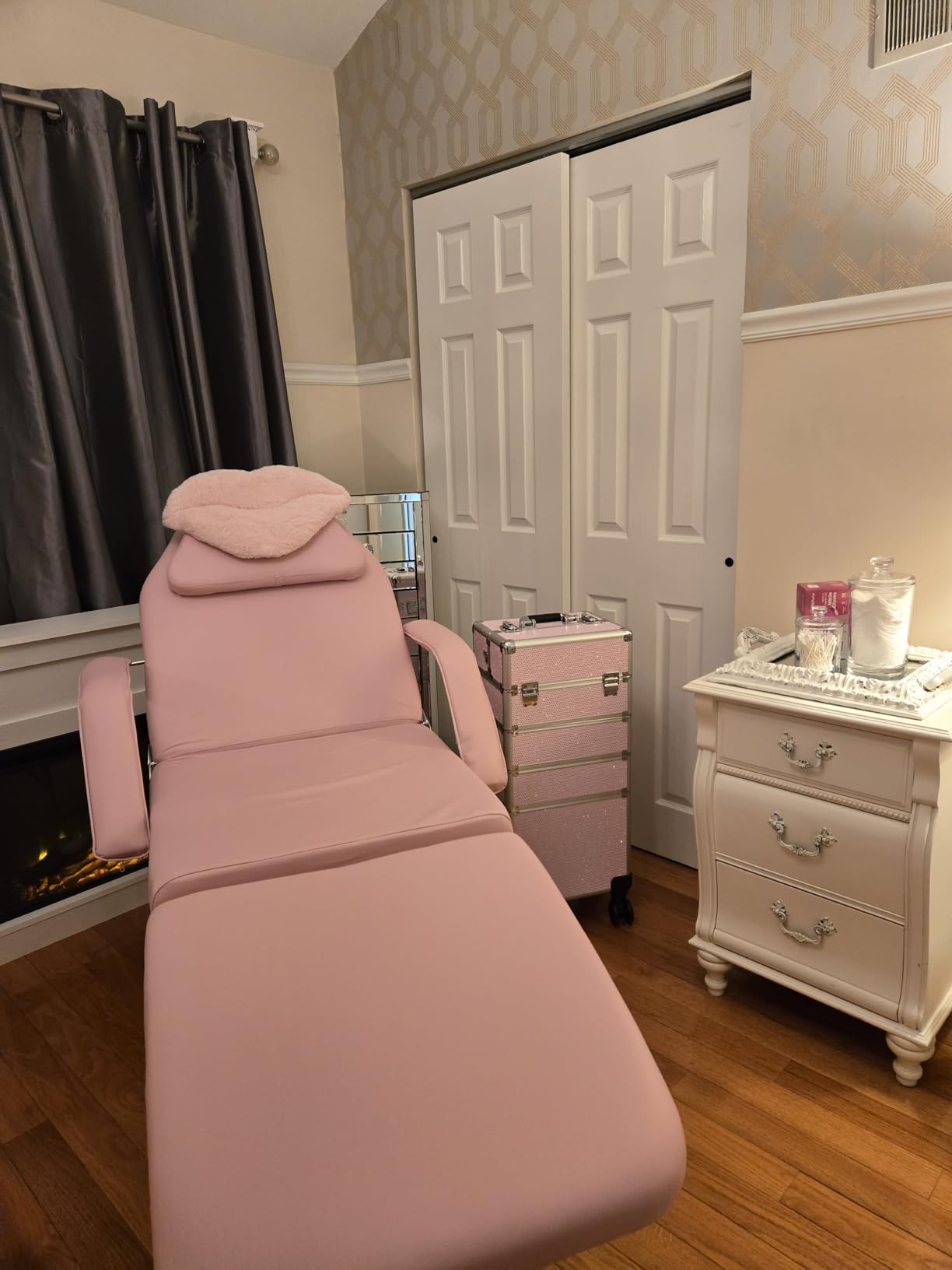 3-Section Spa Massage Table with Hydraulic Stool, 73