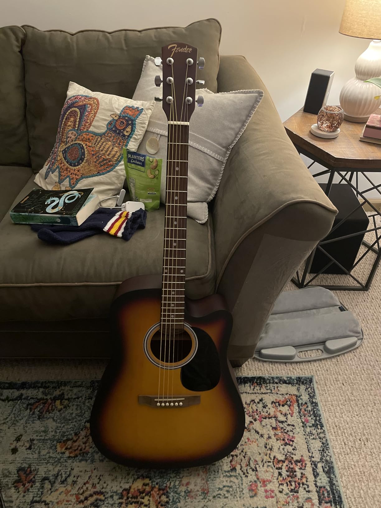 Fender FA-25CE Dreadnought Acoustic Electric Guitar, Beginner Guitar, with 2-Year Warranty, Includes Built-in Tuner and On-Board Volume and Tone Controls, Comes with Free Lessons, Sunburst customer photo 1