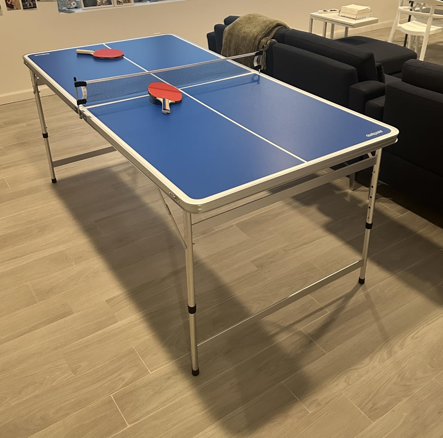 GoSports 6 x 3 ft Mid-Size Table Tennis Table Set with Adjustable Height - Green or Blue customer photo 2