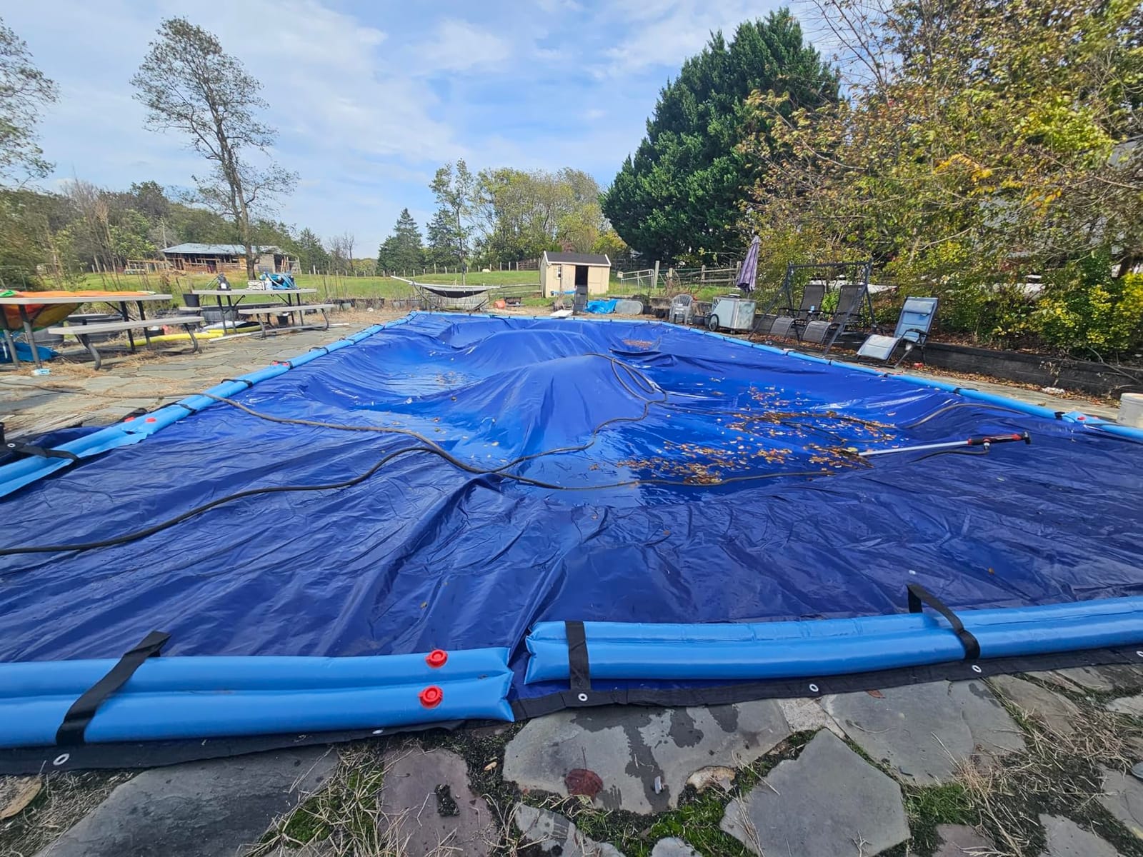 20x40 ft Rectangle Heavy Duty Inground Pool Cover, Navy Blue, Premium customer photo 1