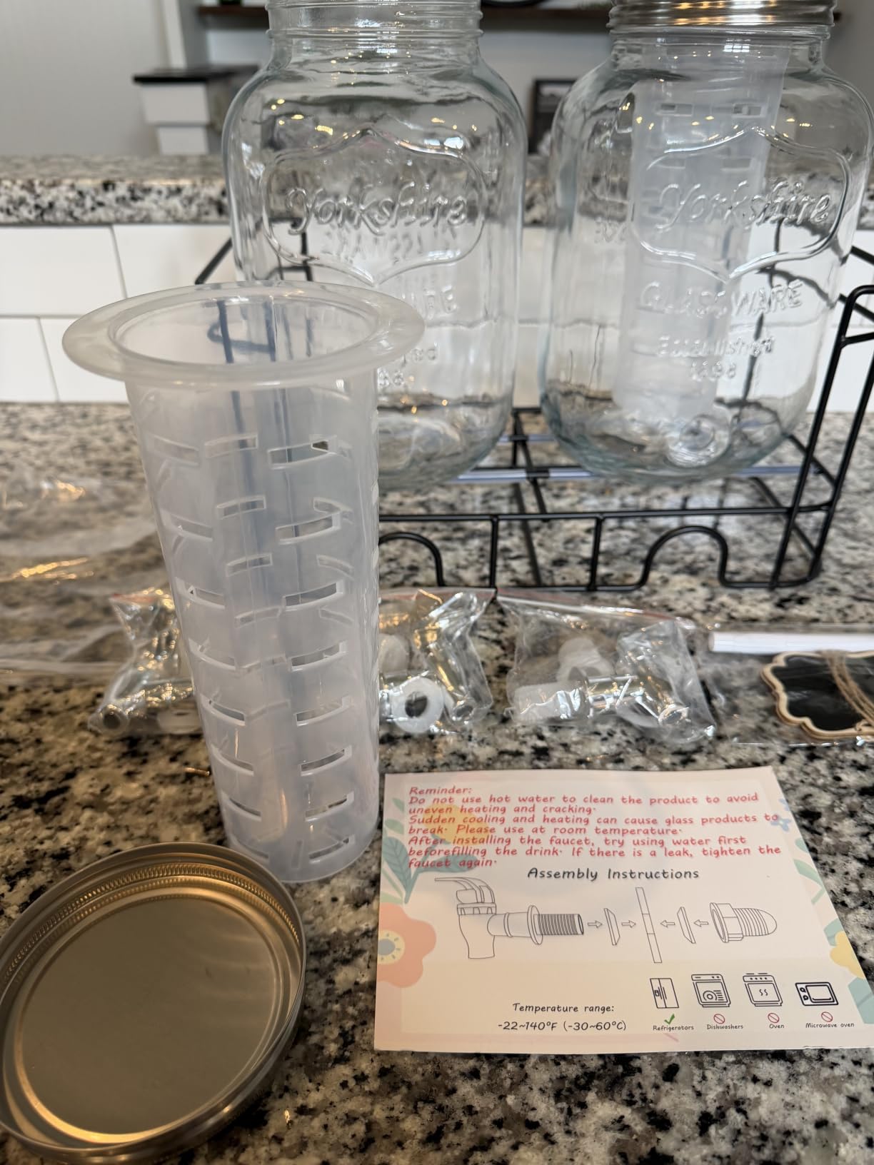 1 Gallon Glass Drink Dispensers For Parties-Set of 2,Leak-Proof Spigot customer photo 2