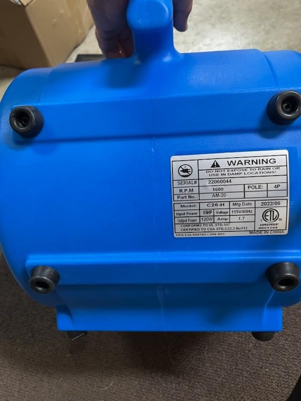 MOUNTO 1/5hp Air Mover 800cfm Blower Fan Carpet Floor Drying Fan - 3-Speed Compact Air Mover w/Dual Outlet, 10ft Power Cord for Drying, Cooling, Air Circulation (Blue) customer photo 1