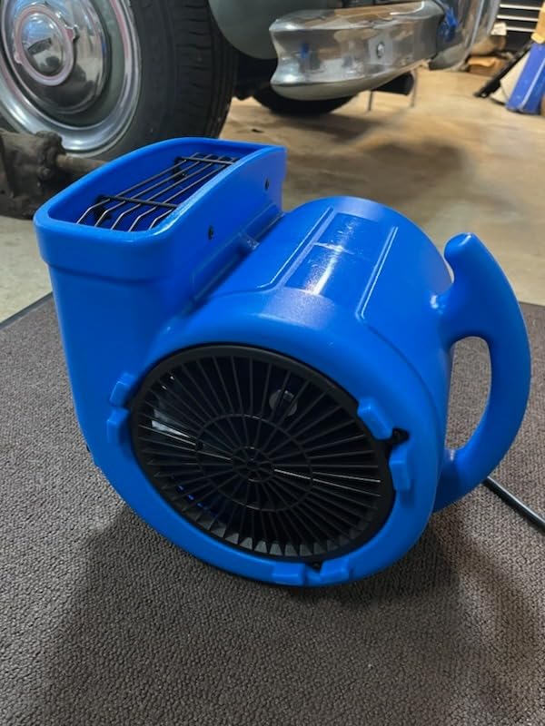 MOUNTO 1/5hp Air Mover 800cfm Blower Fan Carpet Floor Drying Fan - 3-Speed Compact Air Mover w/Dual Outlet, 10ft Power Cord for Drying, Cooling, Air Circulation (Blue) customer photo 2