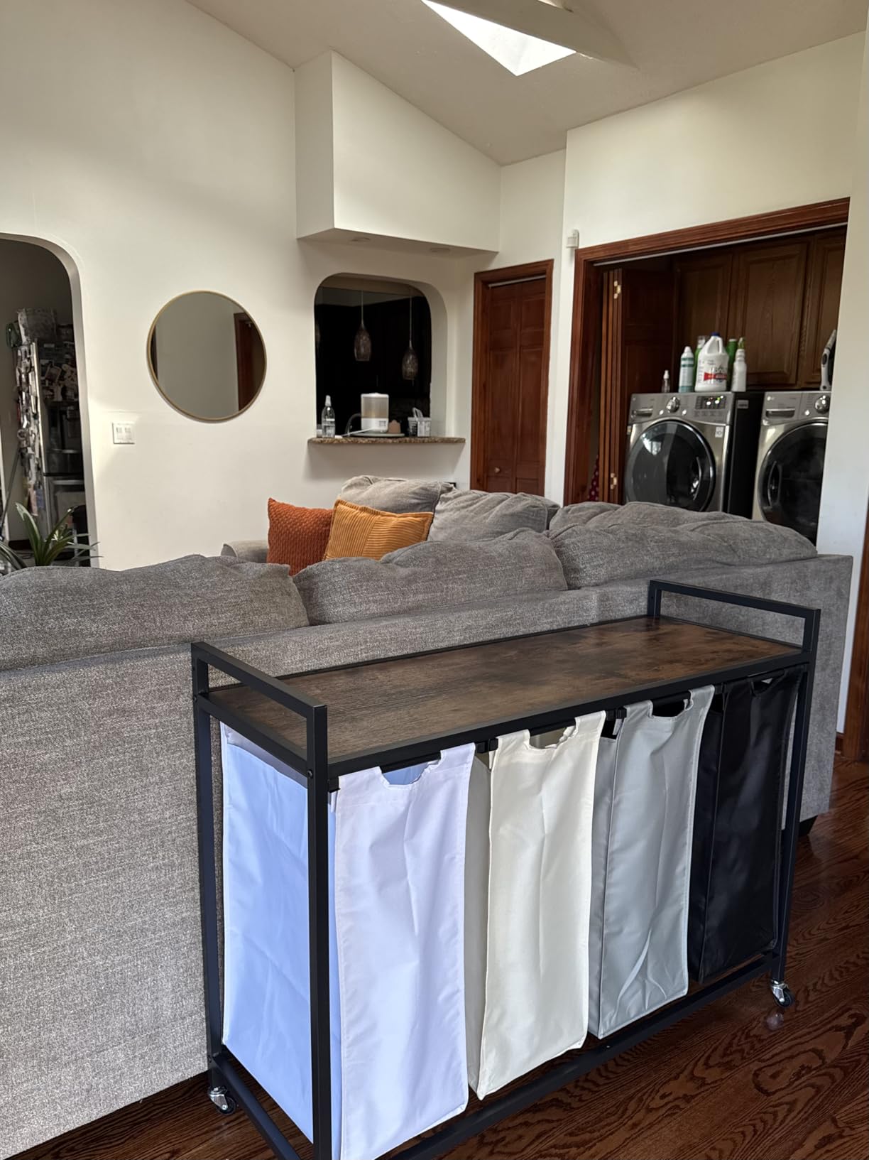 Herture Laundry Hamper with Shelf, Laundry Basket 4 Section, Laundry Sorter with Pull-Out Removable Large 4 Color Bags and Movable Wheels, Metal Frame, 4 x 15.87 Gallons (60L), Rustic Brown PF07XLN customer photo 2