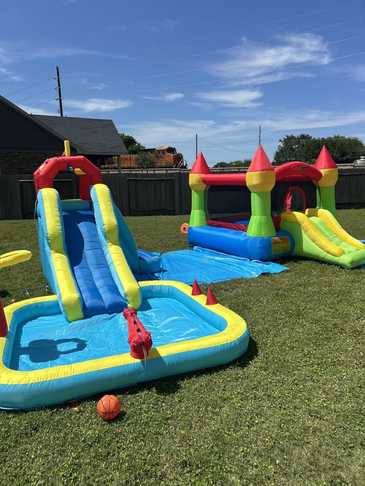 Inflatable Water Slide, Blow Up Water Slide with Climbing Wall, Water Slide for Kids Backyard with Basketball Hoop, Water Cannon and Splash Pool customer photo 1