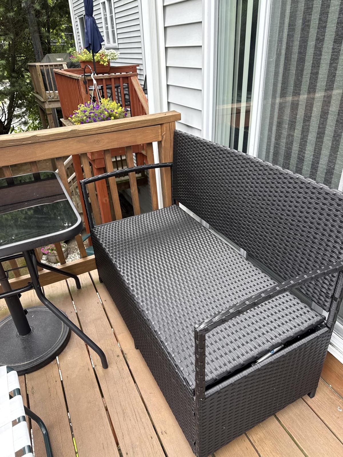 Greesum Patio Loveseat PE Rattan Wicker Outdoor Furniture,Black & Gray customer photo 2