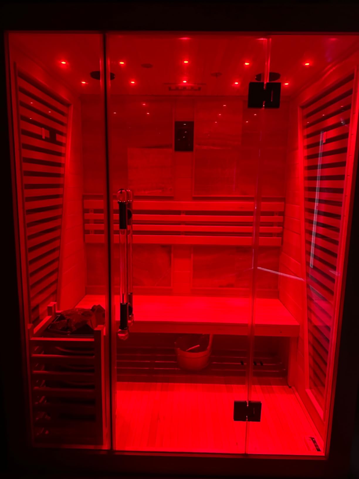 Smartmak Outdoor Wood Barrel Sauna Room, 6 Person Canadian Hemlock Traditional Wooden Steam Saunas with Canopy, 220V Steam Spa with 6kw Heater, Rocks, Water Bucket, Spoon, Light,195℉ customer photo 2