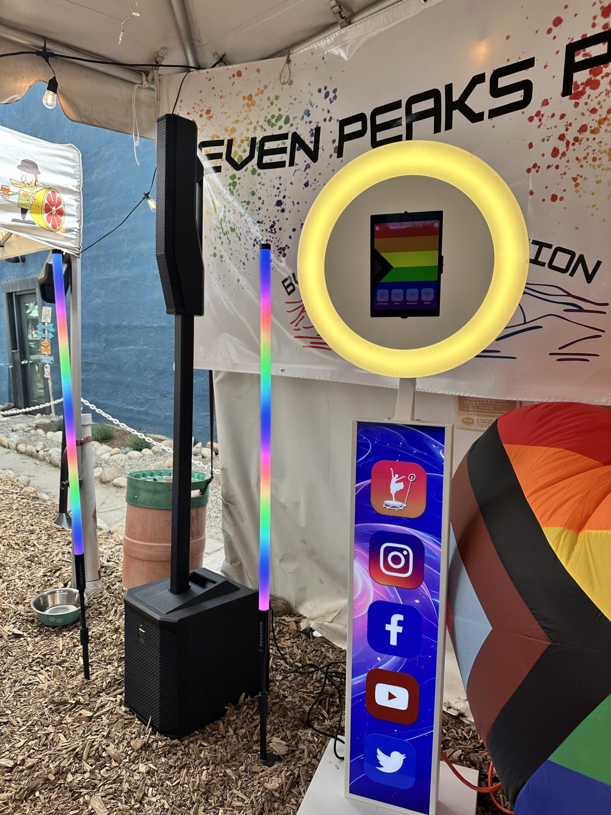 JIYANG Portable Photo Booth Compatible with Any Ipad,Photo Booth Stand Shell with ChackTok PhotoBooth VIP 2 Month Member and Flight Case,Free Custom Logo,Perfect for Parties,Wedding and Events(Black) customer photo 1