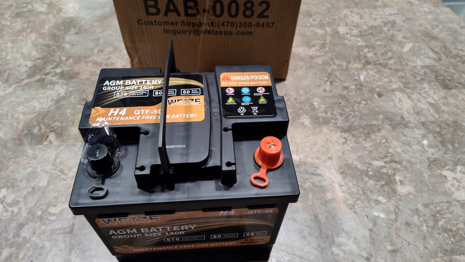 Weize Platinum AGM Battery BCI Group 24F Automotive Battery, 120RC, 710CCA, 36 Months Warranty, Dimensions 10.75
