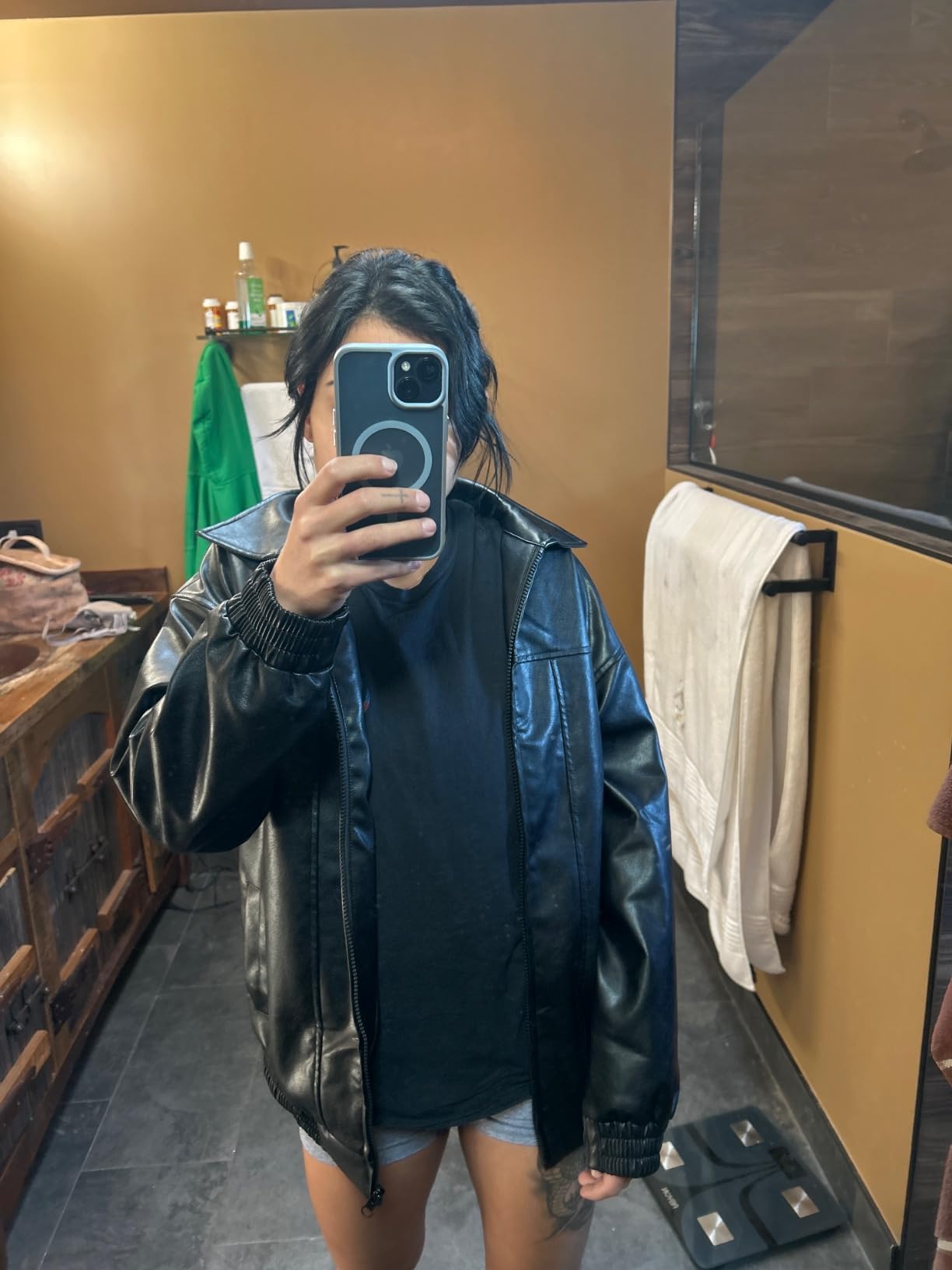 Sampeel Leather Jacket Women Faux Oversized Motorcycle Bomber Coats 2026 Fall Fashion Outfits Winter Clothes customer photo 2