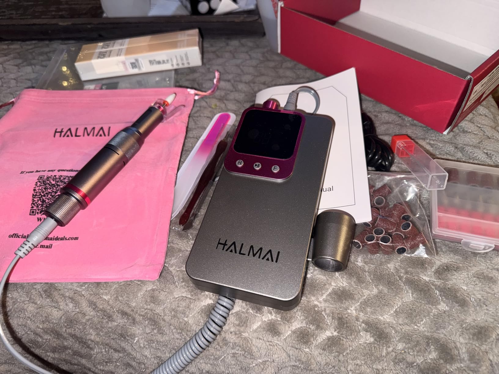 Electric Nail Drill Professional, Portable Nail File for Acrylic Gel Nails, Cordless Rechargeable Ultra Power Nail Drill Kit 40000RPM, Salon-Grade Efile Nail Machine (Dark Grey) customer photo 2