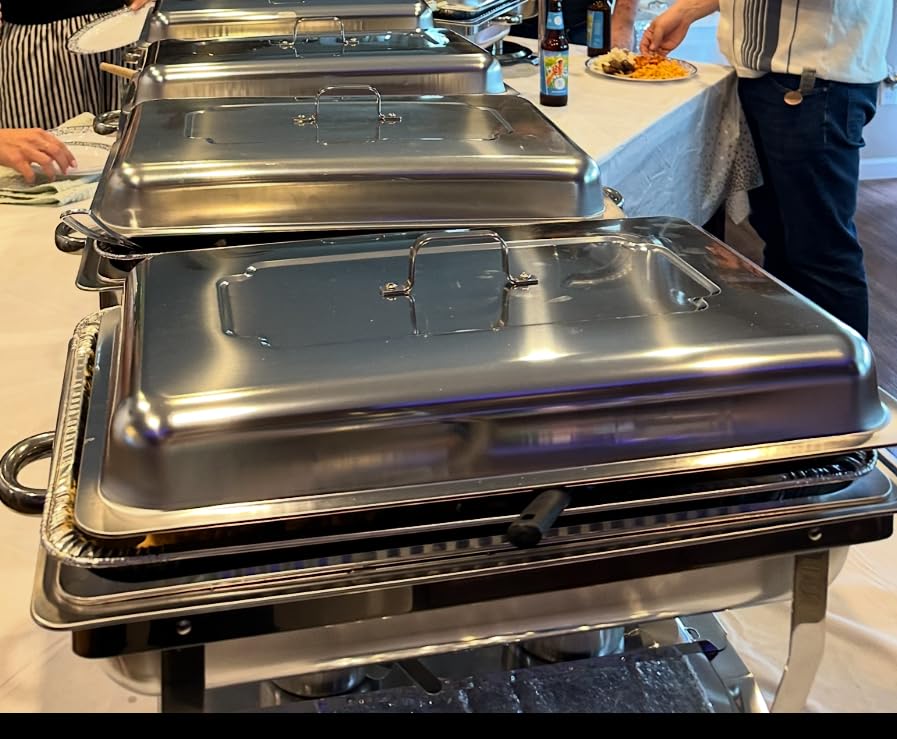 Chafing Dishes for Buffet 4 pack, 9QT [No Fingers Cut] Roll Edge Designed Chafing Dish Buffet Set [Mirror-Like Polished Finish] Food Warmers for Parties, Birthday, Holiday Parties, Church Events, etc customer photo 2