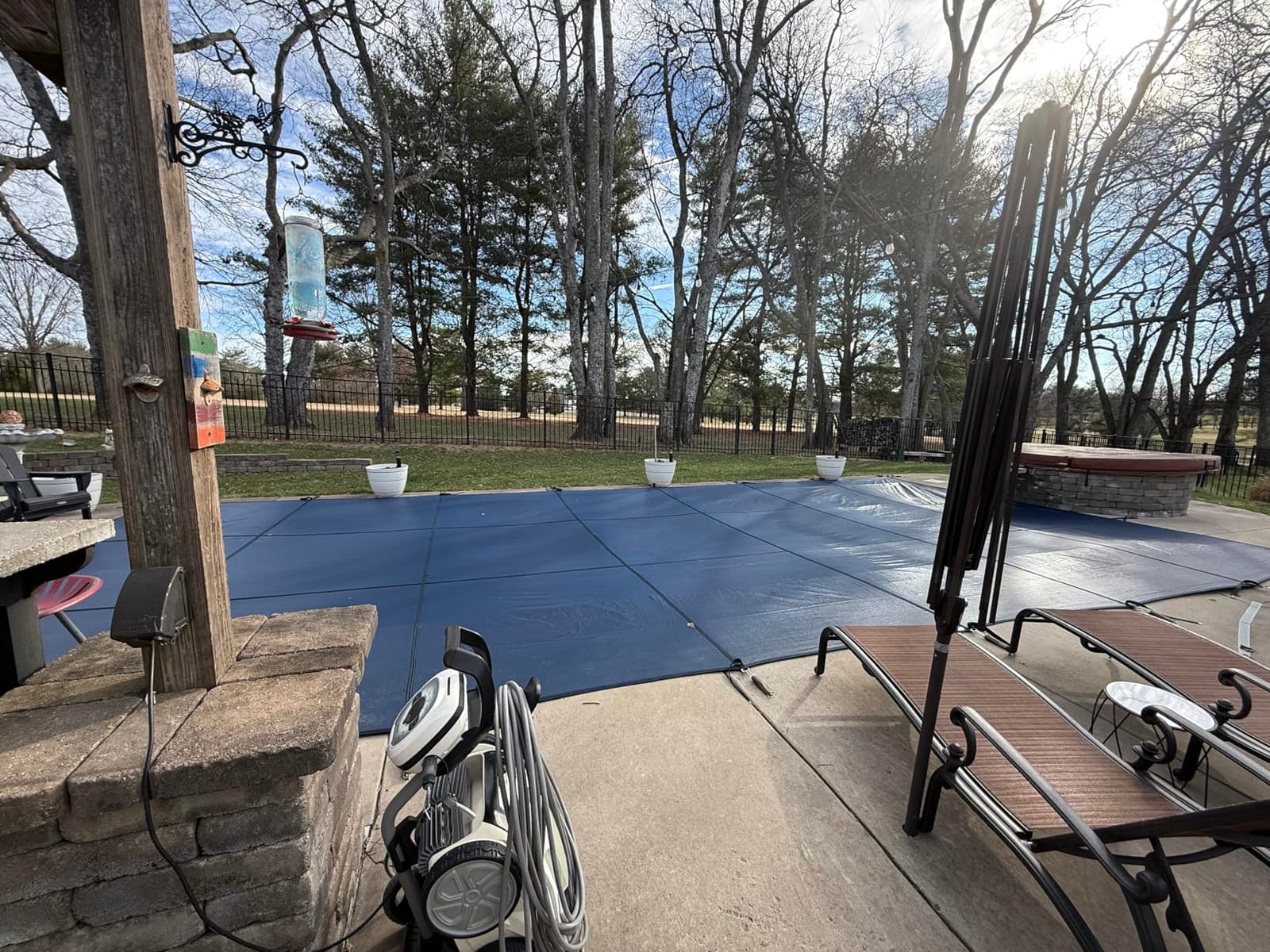 Inground Pool Cover Safety Fits Rectangle Swimming Pool, Mesh Solid Pool Cover for Inground Pools,Winter Pool Safety Cover Includes Safety Net and Installation Tools Blue (Blue, Fits 16x32ft Pools) customer photo 2