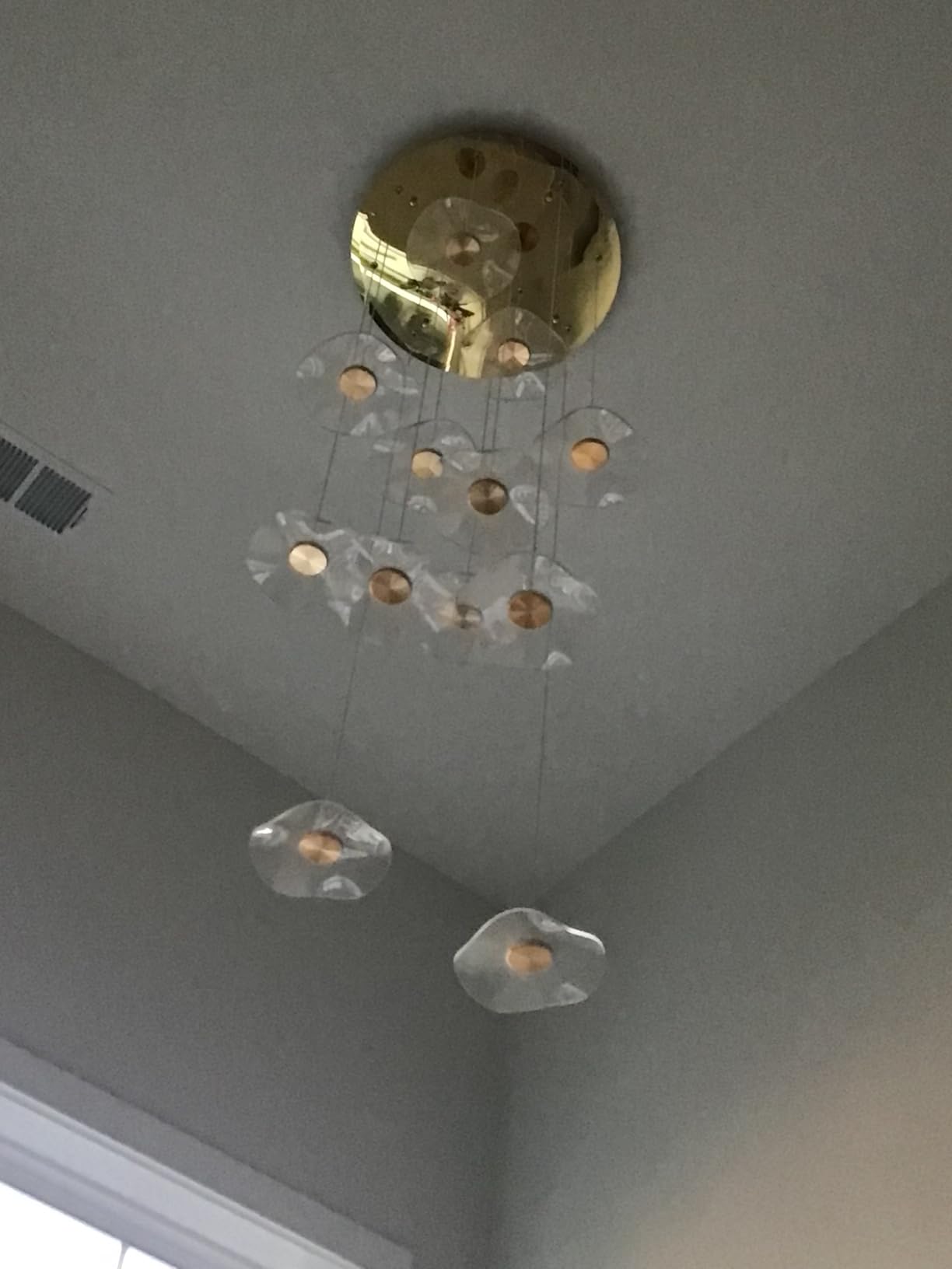 ziidoo High Ceiling Chandelier - 18-Light Dimmable Modern Gold Long Spiral Luxury Linear Lotus Leaf Led Lamp Hanging Pendant Lights for Foyer Enterway Staircase Villas customer photo 2